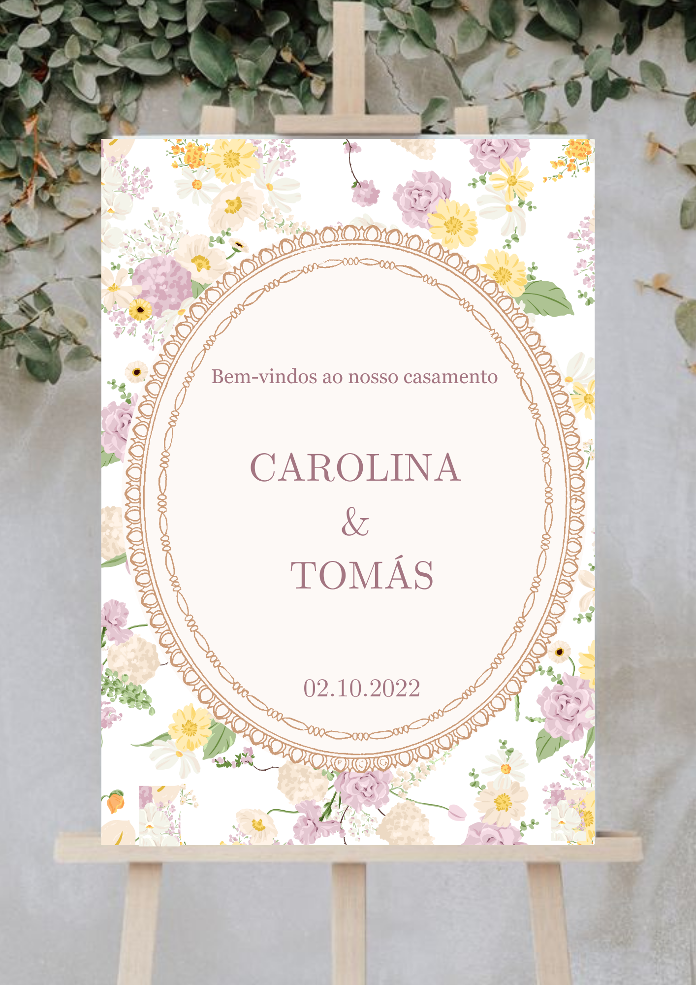 Placa de Boas Vindas - Tema Floral