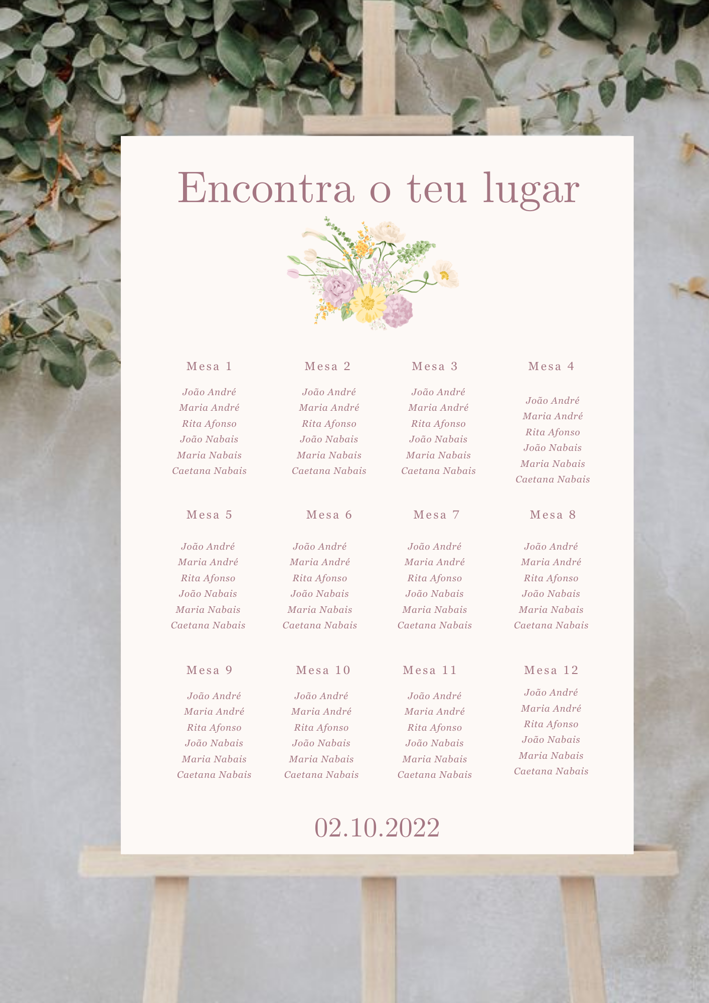 Placa de Lugares - Tema Floral