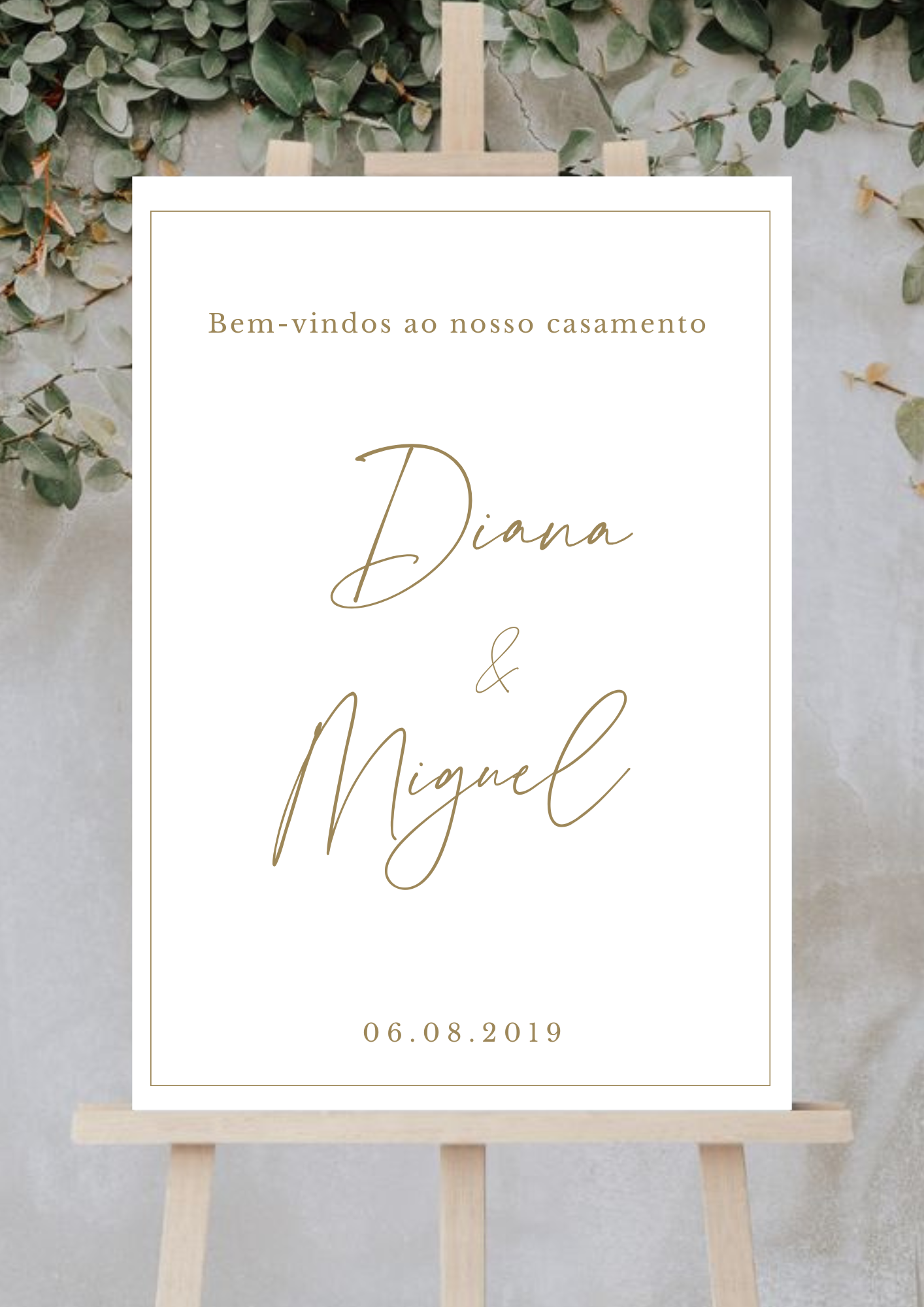 Placa de Boas Vindas - Tema Ouro