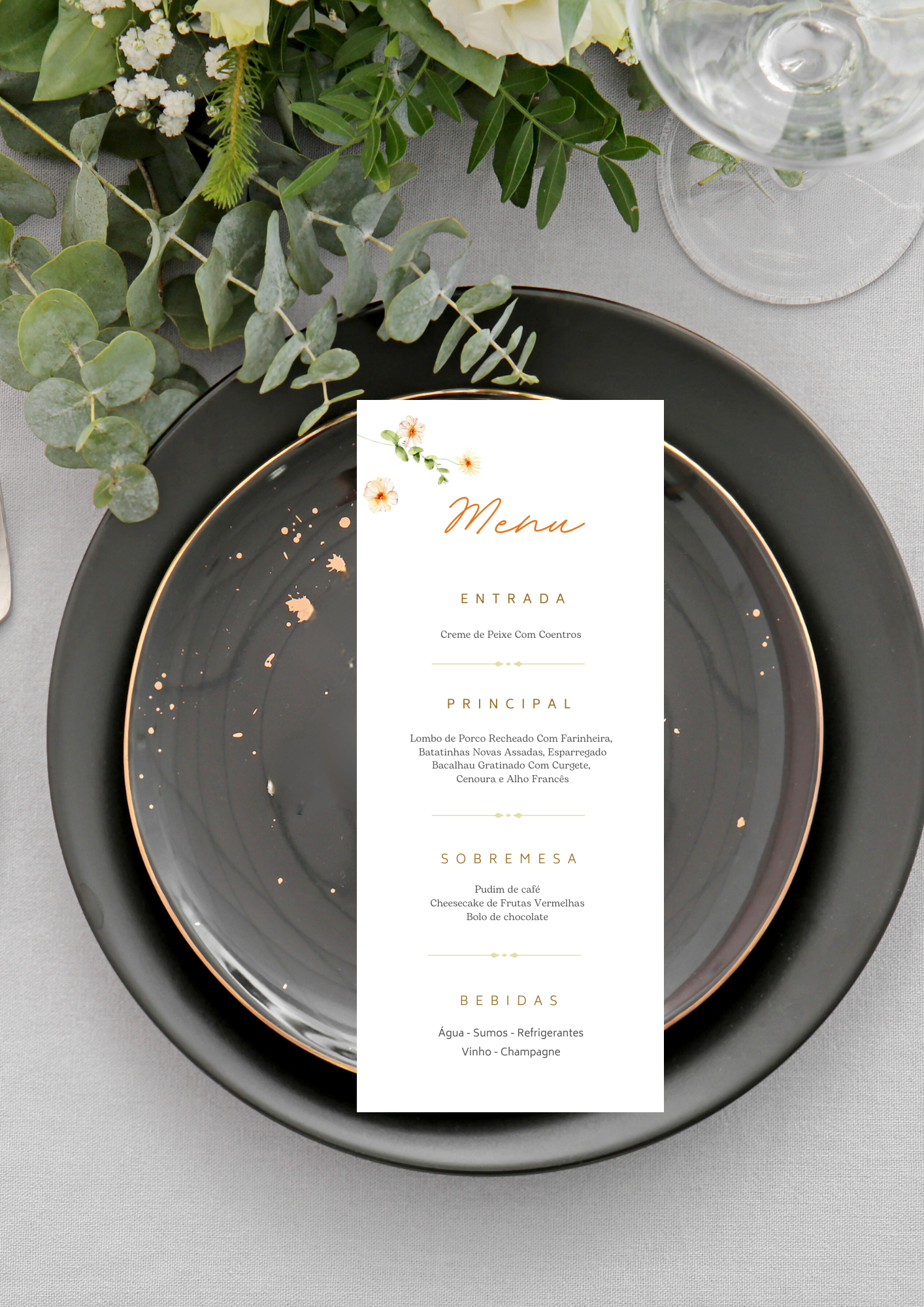 Menu - Tema Papoula Laranja