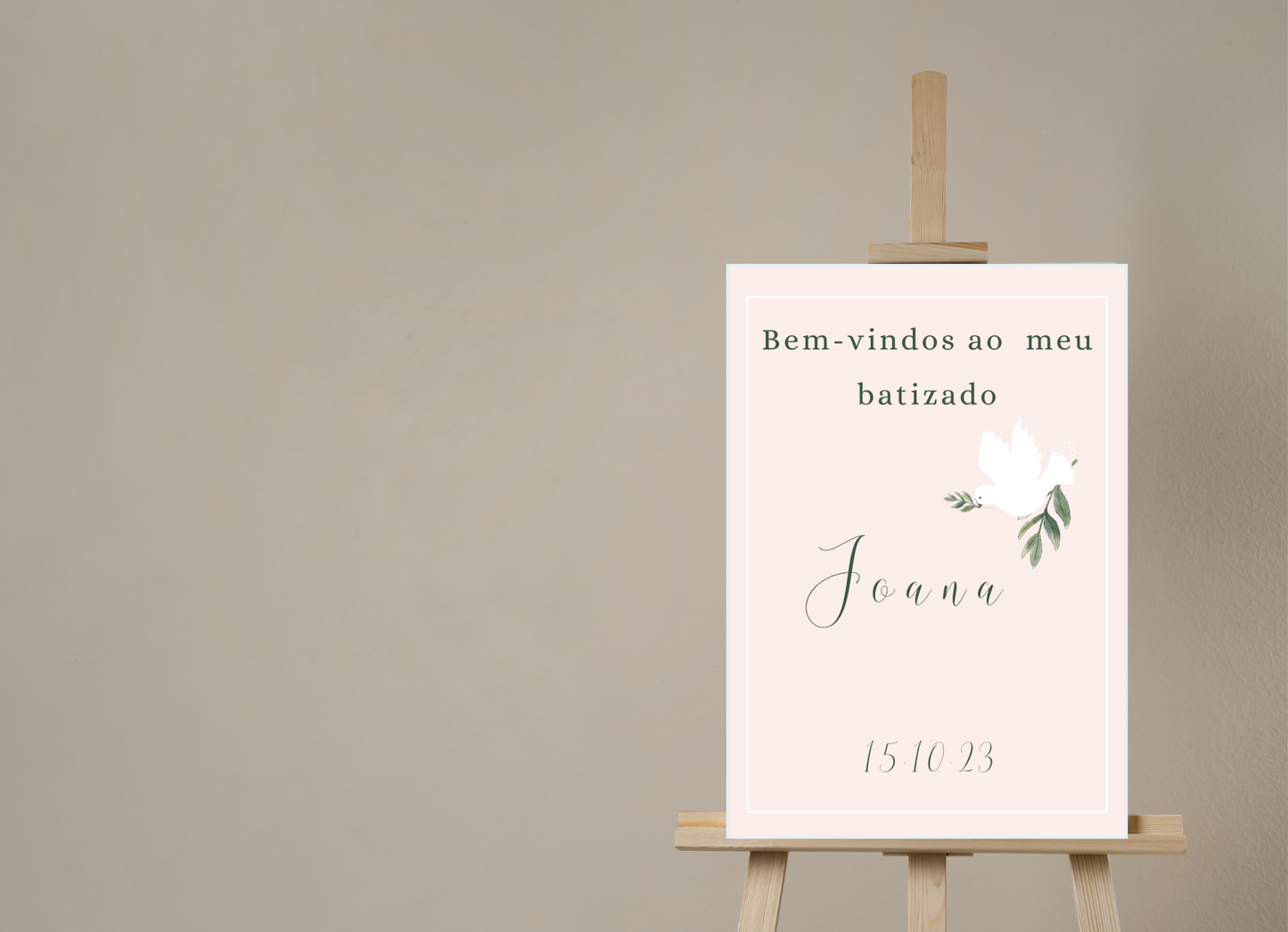 Placa de Boas Vindas - Tema Pomba Rosa