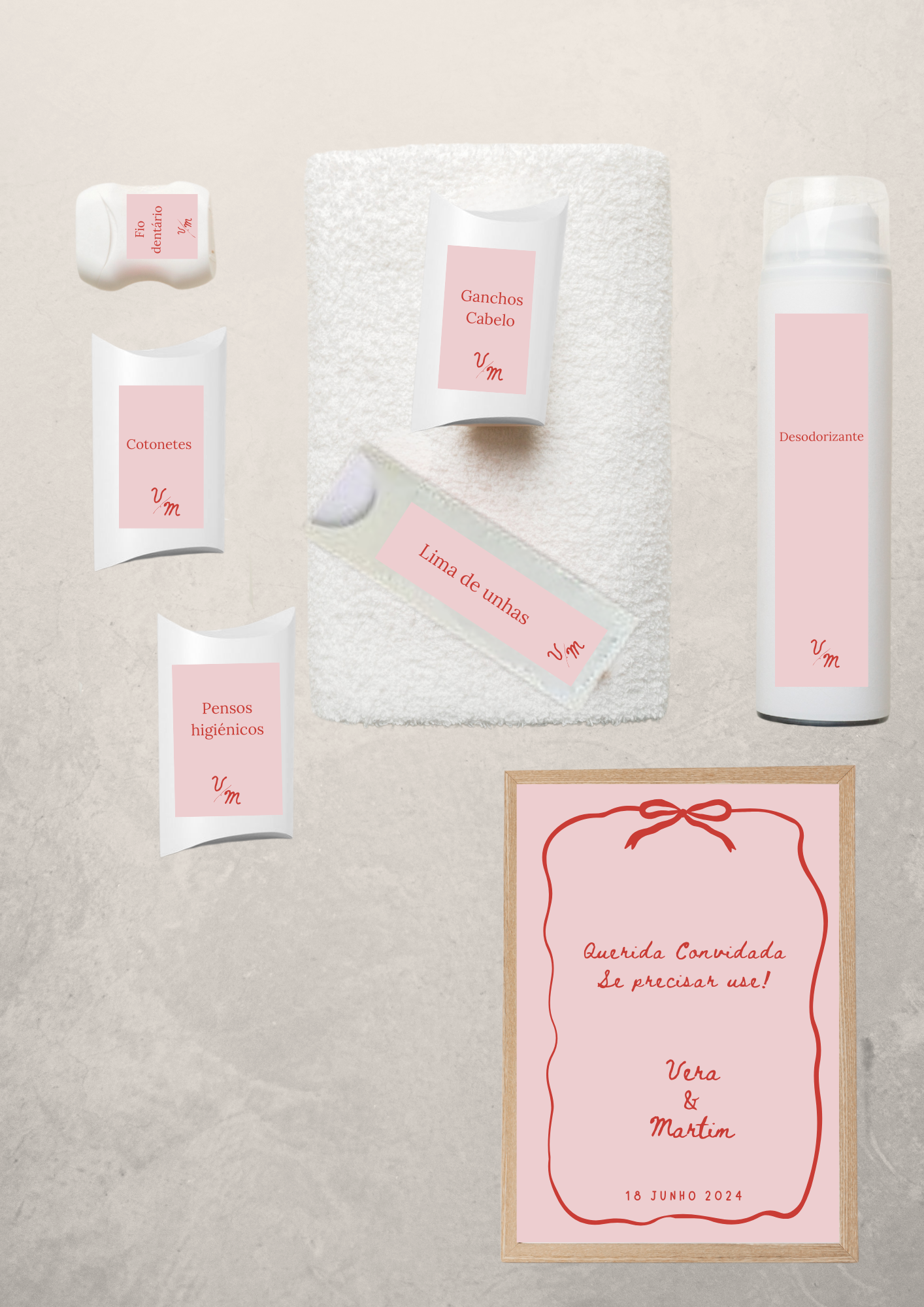 Kit Toilette - Tema Laço Vermelho