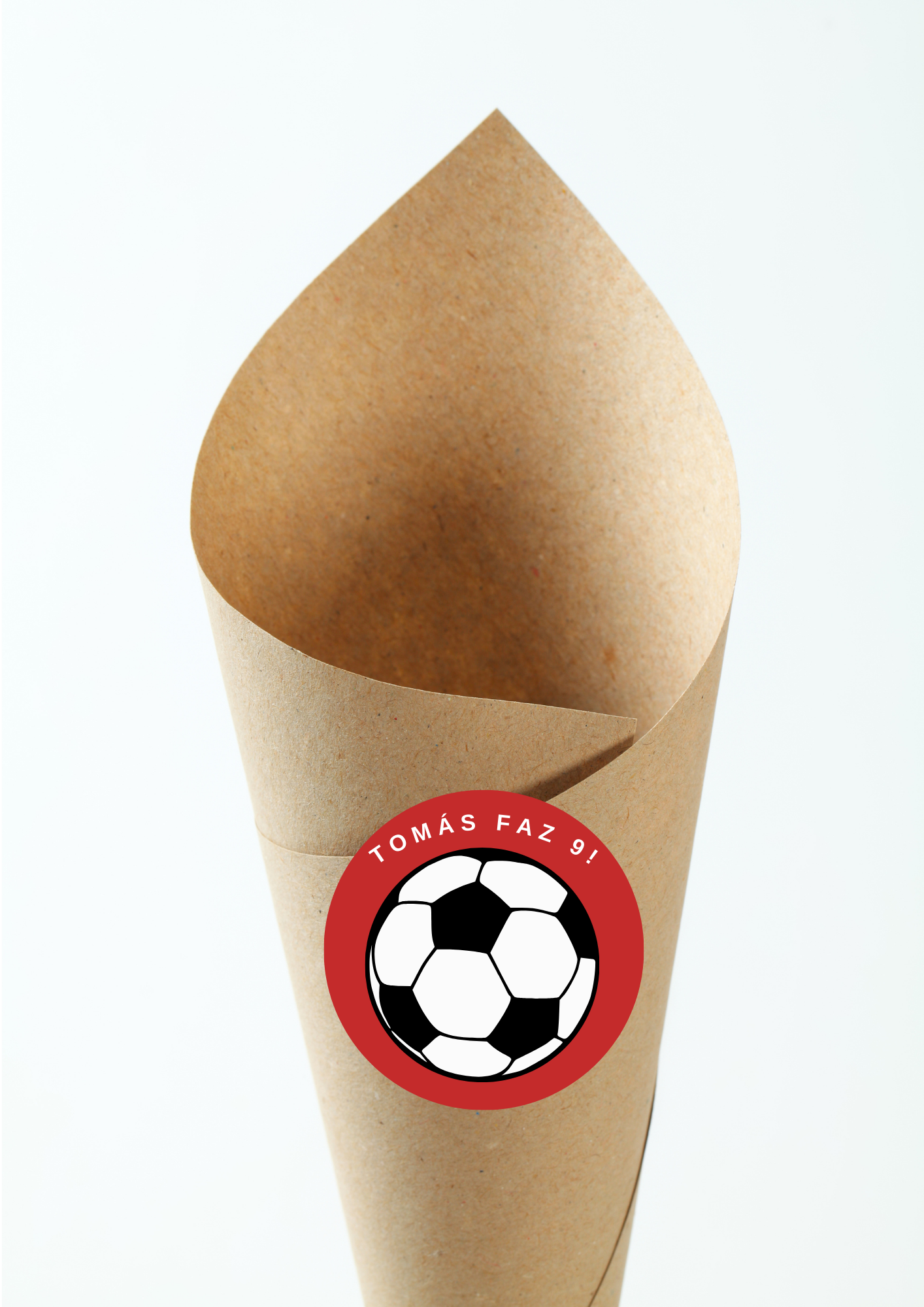 Etiqueta Redonda - Tema Futebol Vermelho