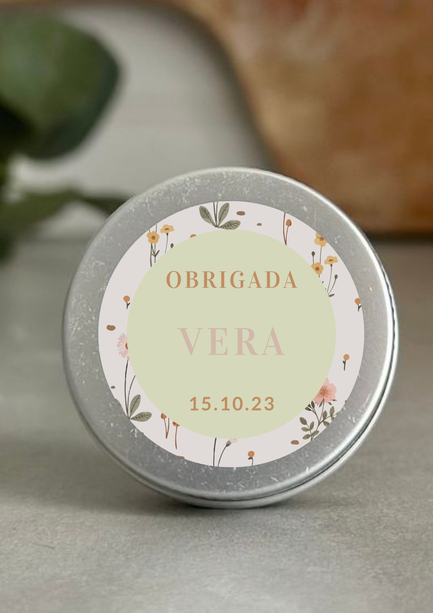 Etiqueta Redonda Grande - Tema Flores do Campo
