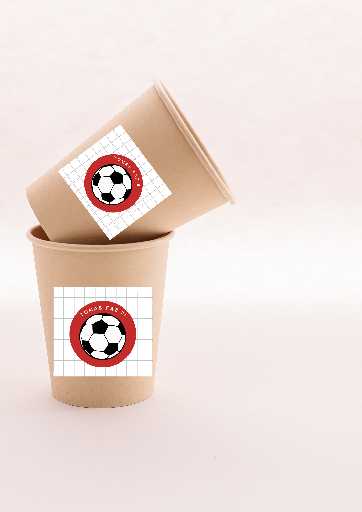 Etiqueta Retangular - Tema Futebol Vermelho