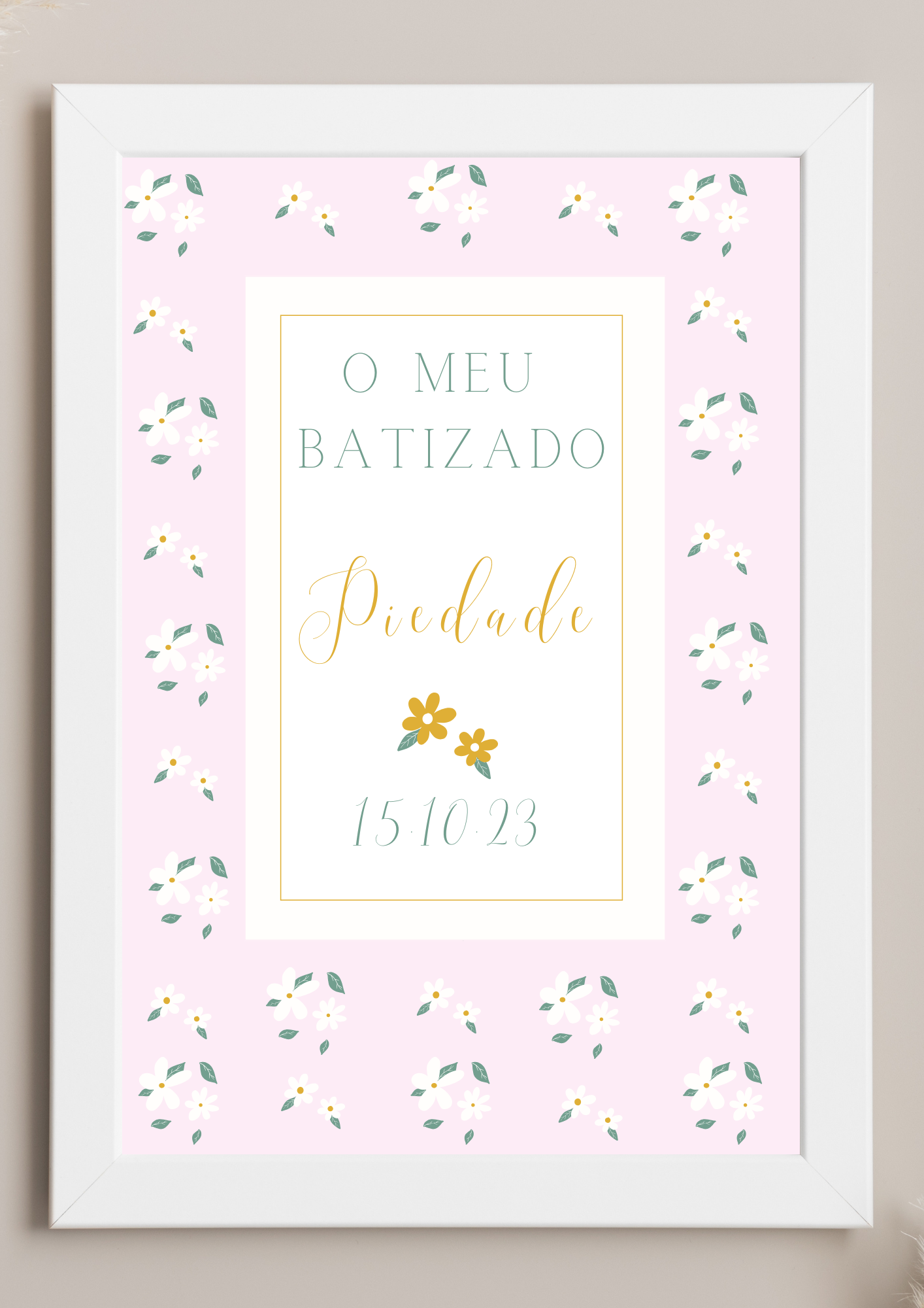 Poster de Mesa de Bolo - Tema Jasmim Rosa