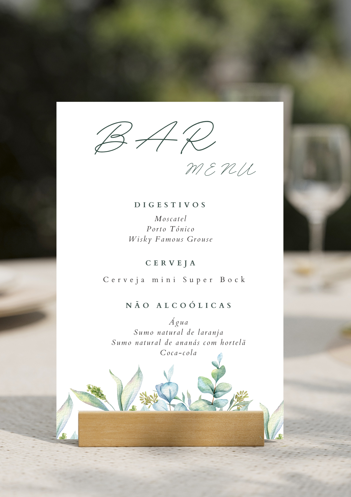 Menu de Bar - Tema Ramo de Corações