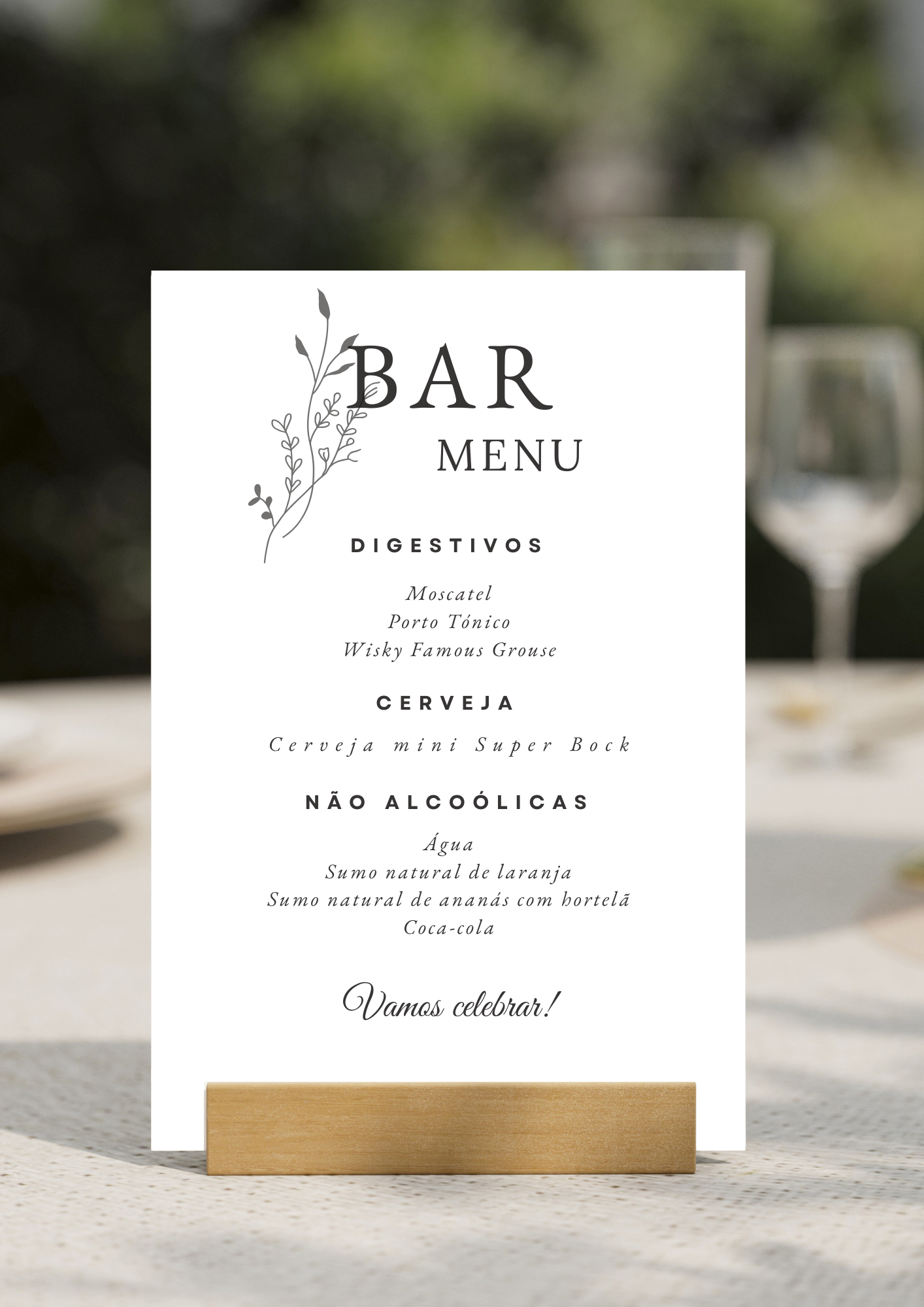 Menu de Bar - Tema Preto e Branco