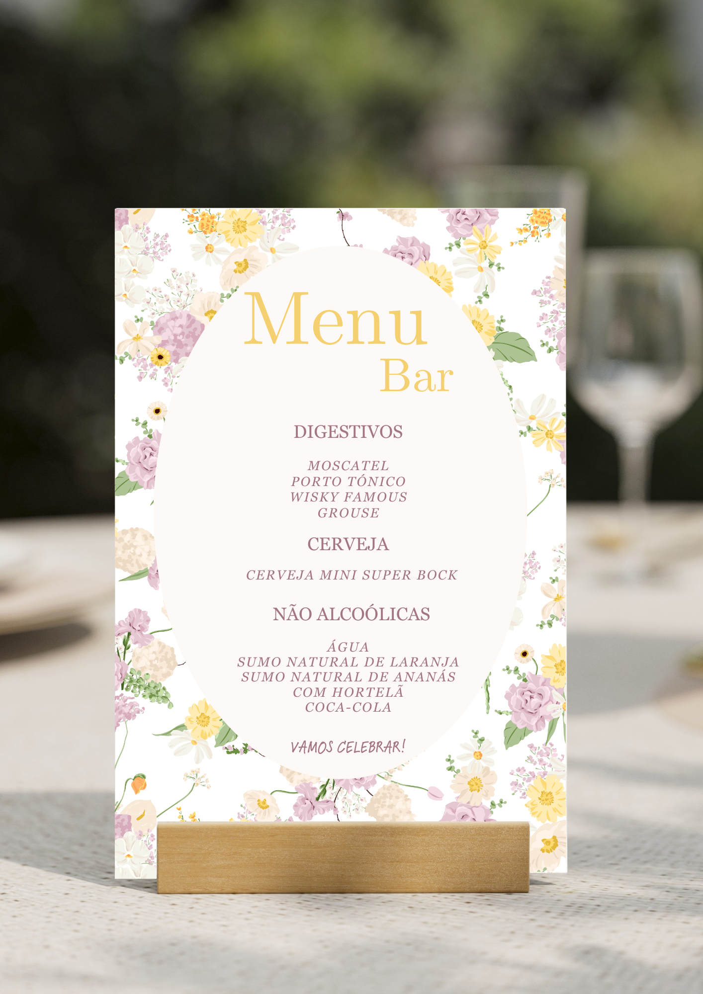 Menu de Bar - Tema Floral