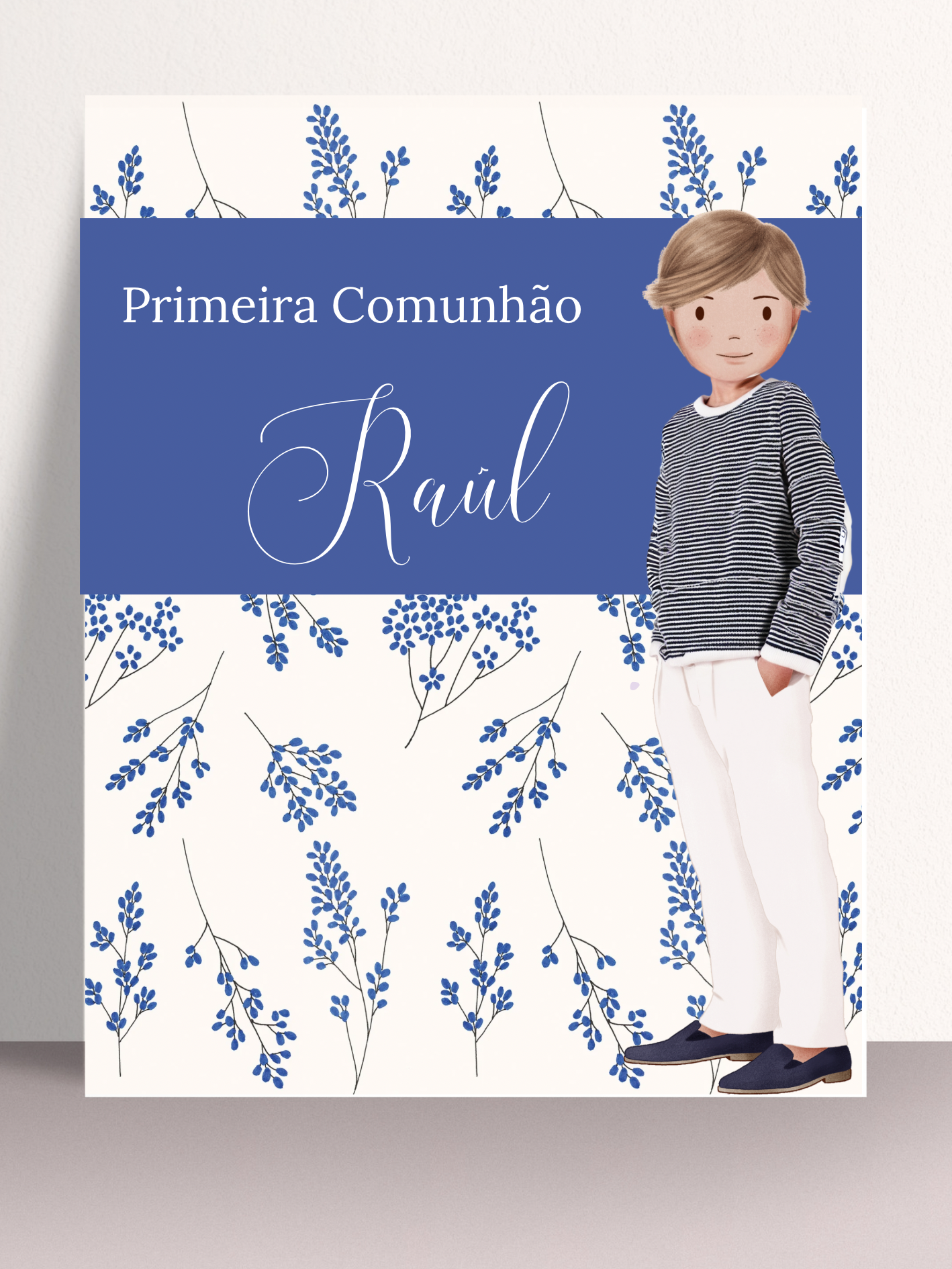 Convite - Tema Raminho Azul