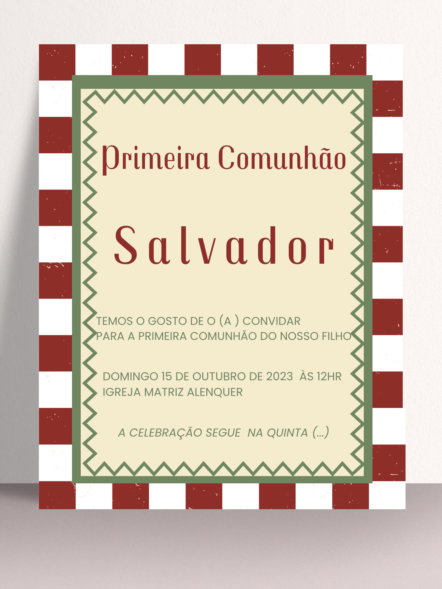 Convite - Tema Xadrez Vermelho