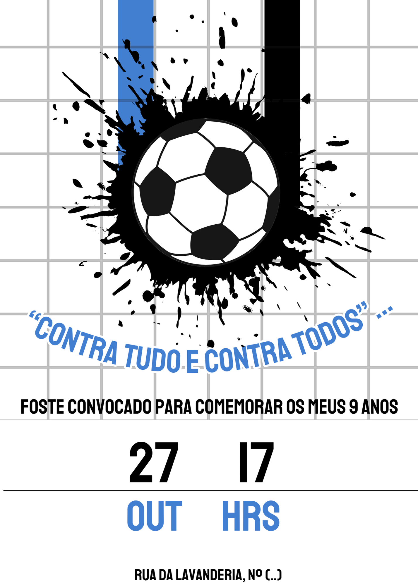 Convite - Tema Futebol Azul