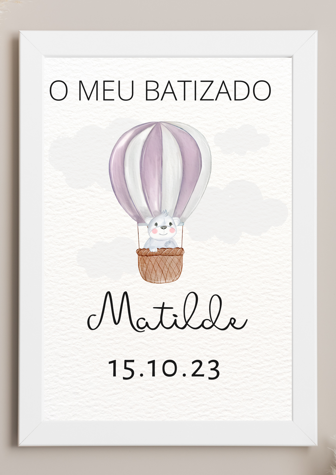 Poster de Mesa de Bolo - Tema Balão de Ar Quente