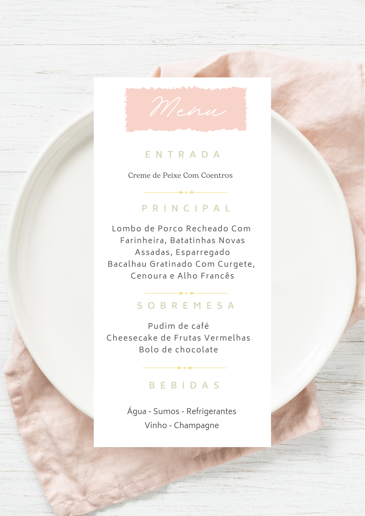 Menu - Tema Florescer
