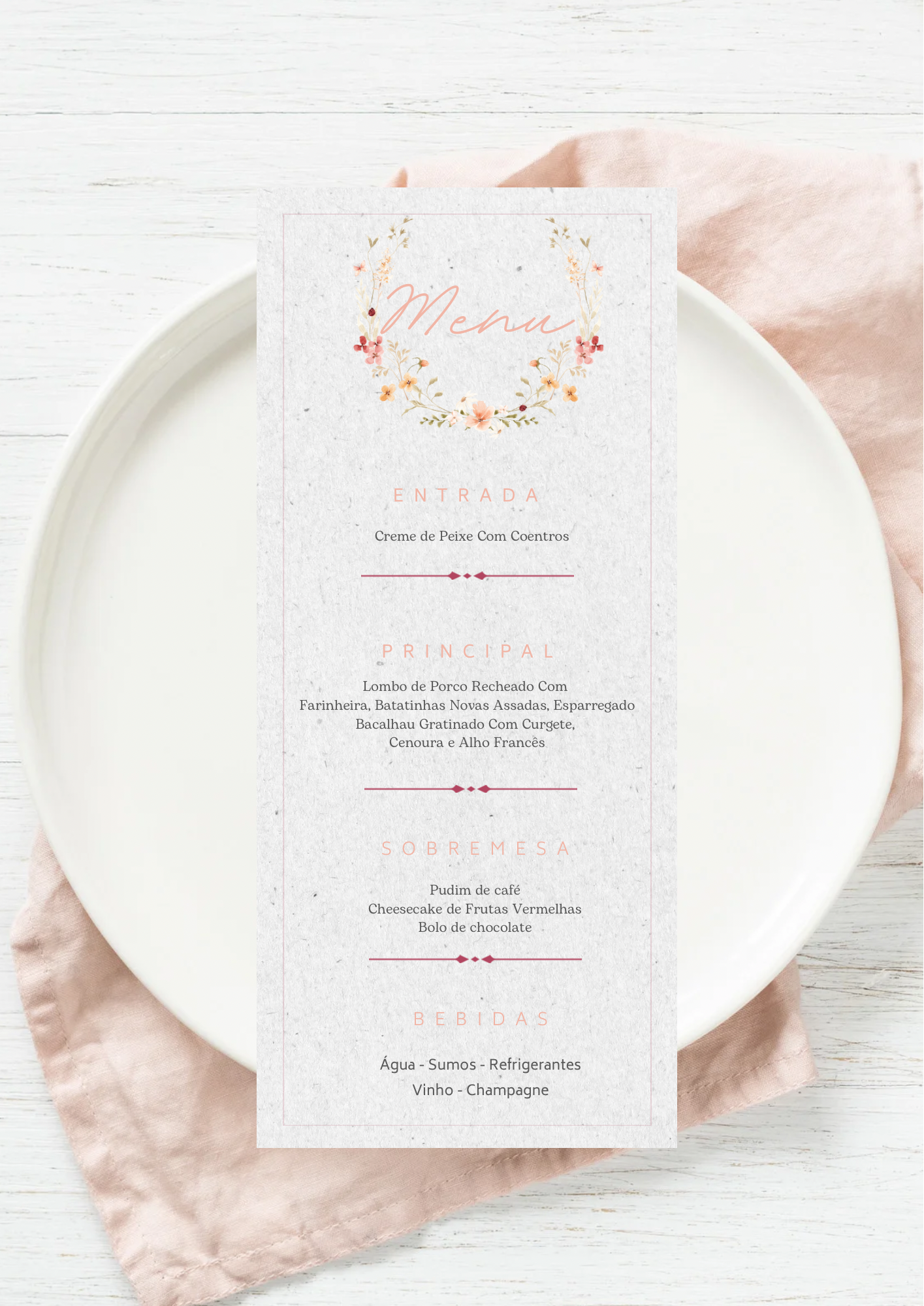 Menu - Tema Vestido Branco 4