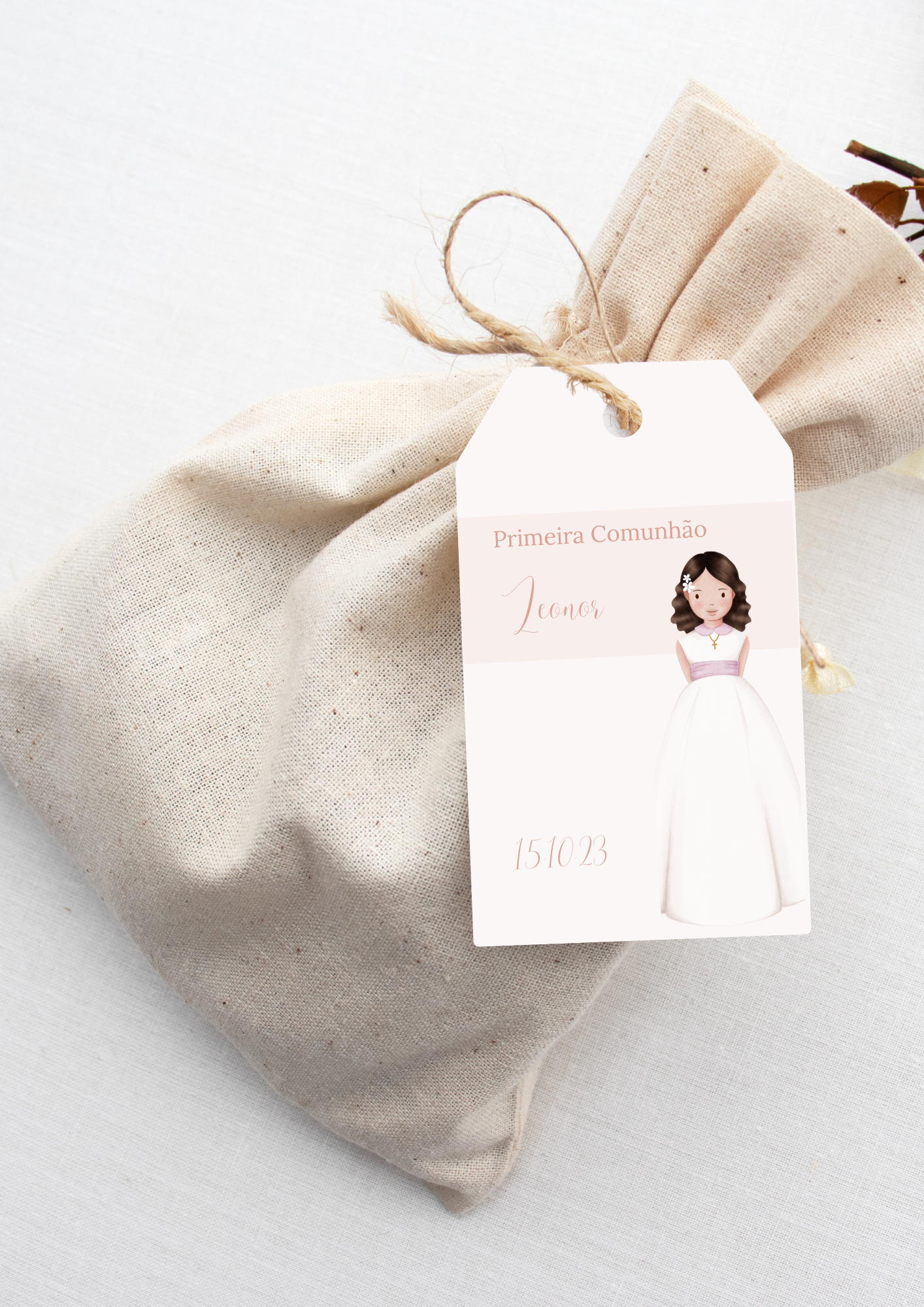 Cartão de Agradecimento - Tema Vestido Branco 1