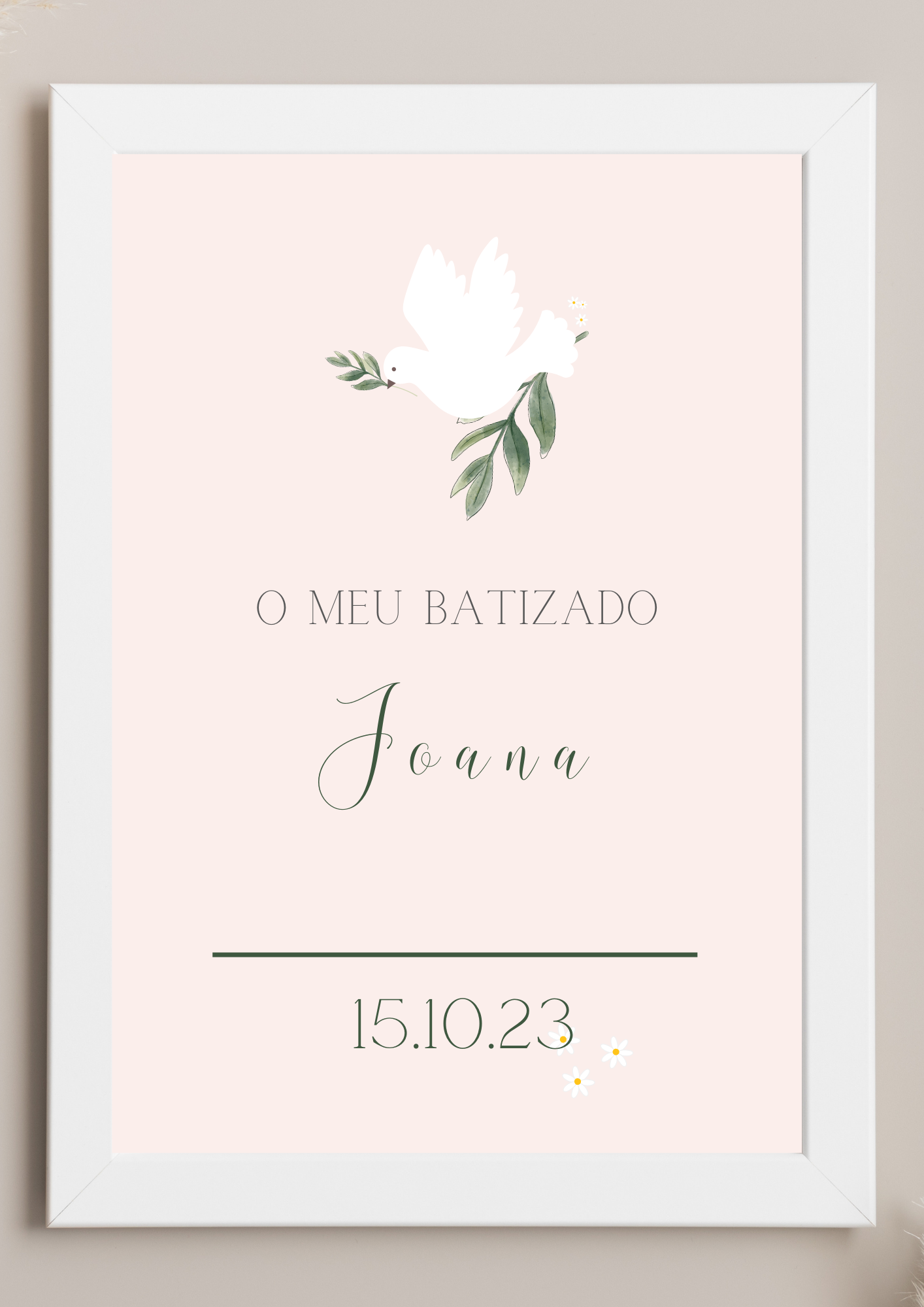 Poster de Mesa de Bolo - Tema Pomba Rosa