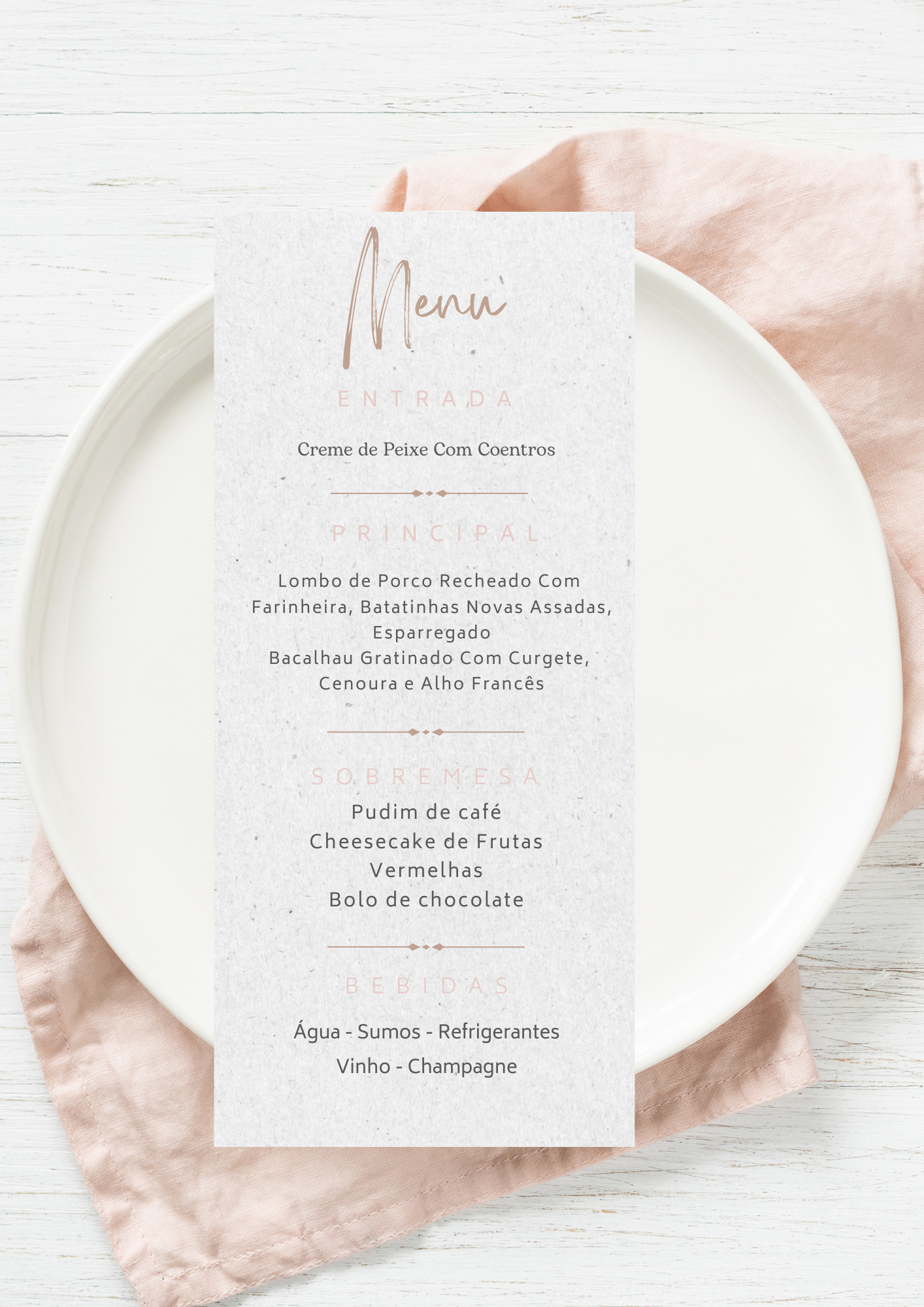 Menu - Tema Vestido Branco 2
