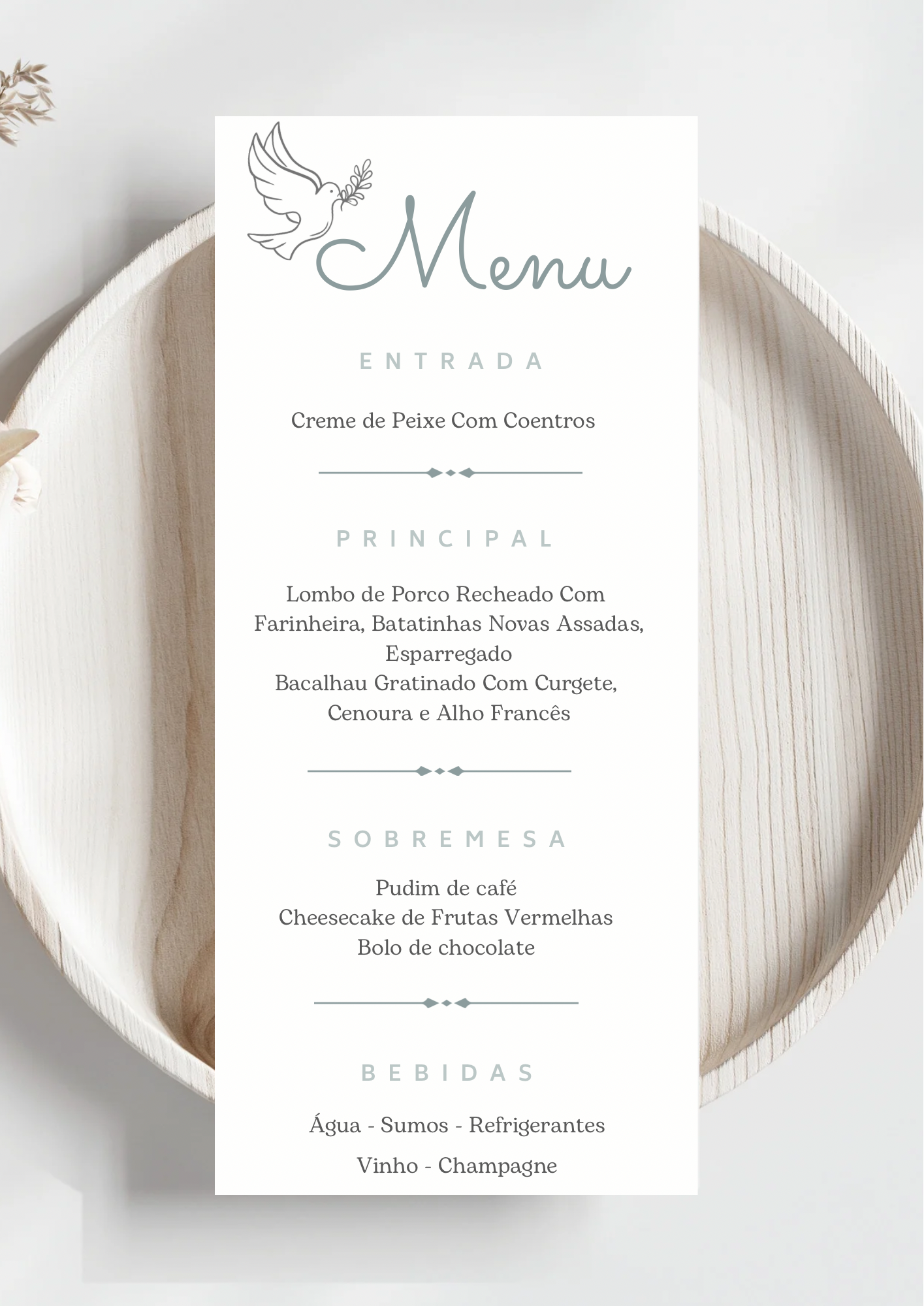 Menu - Tema Folhas Verdes