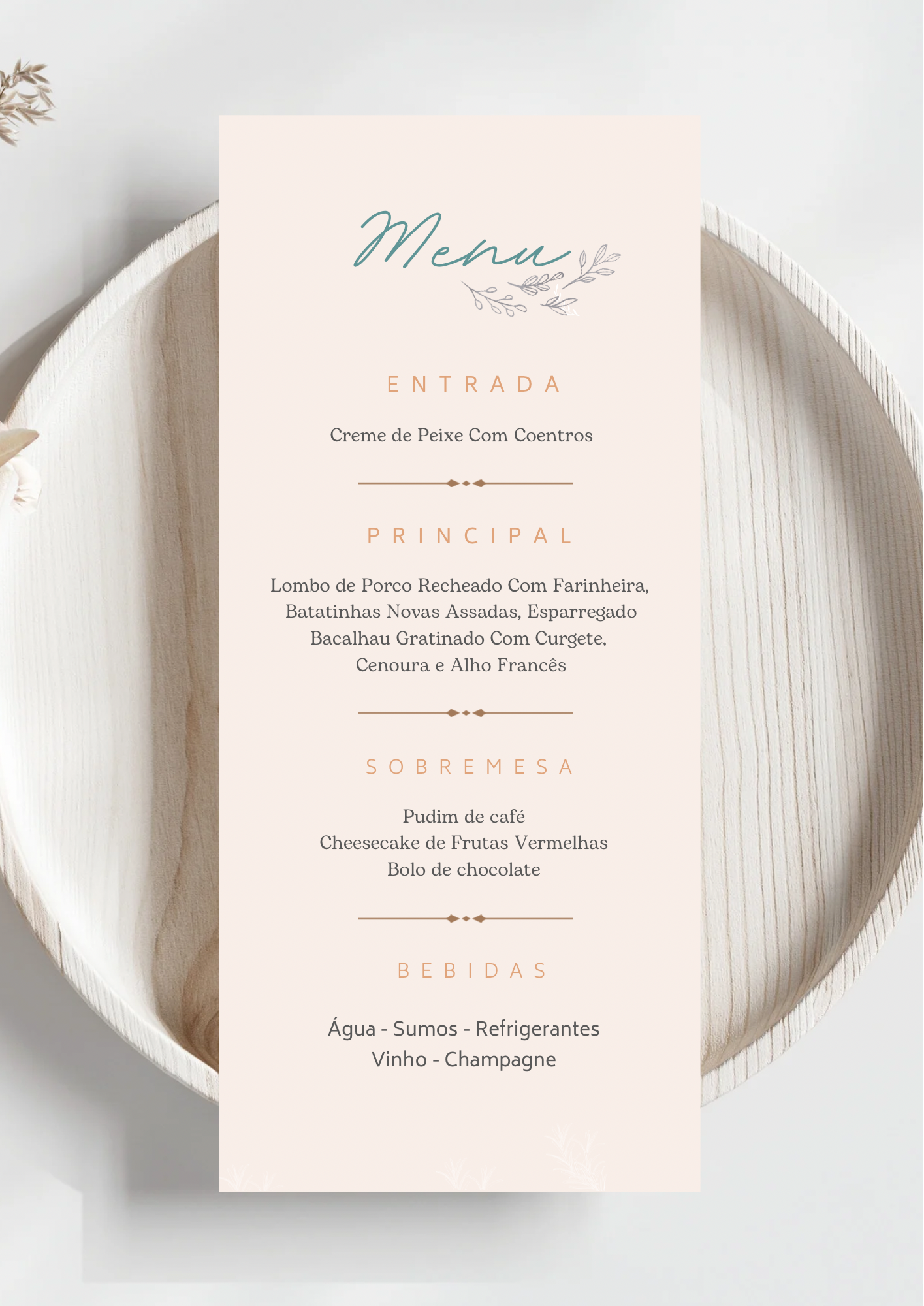 Menu - Tema Cerejas Azuis
