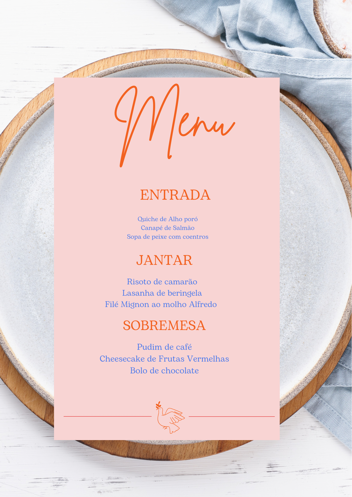 Menu - Tema Xadrez Laranja