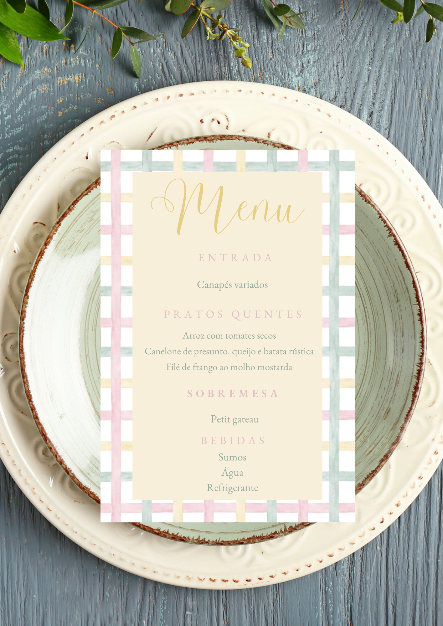 Menu - Tema Pastéis
