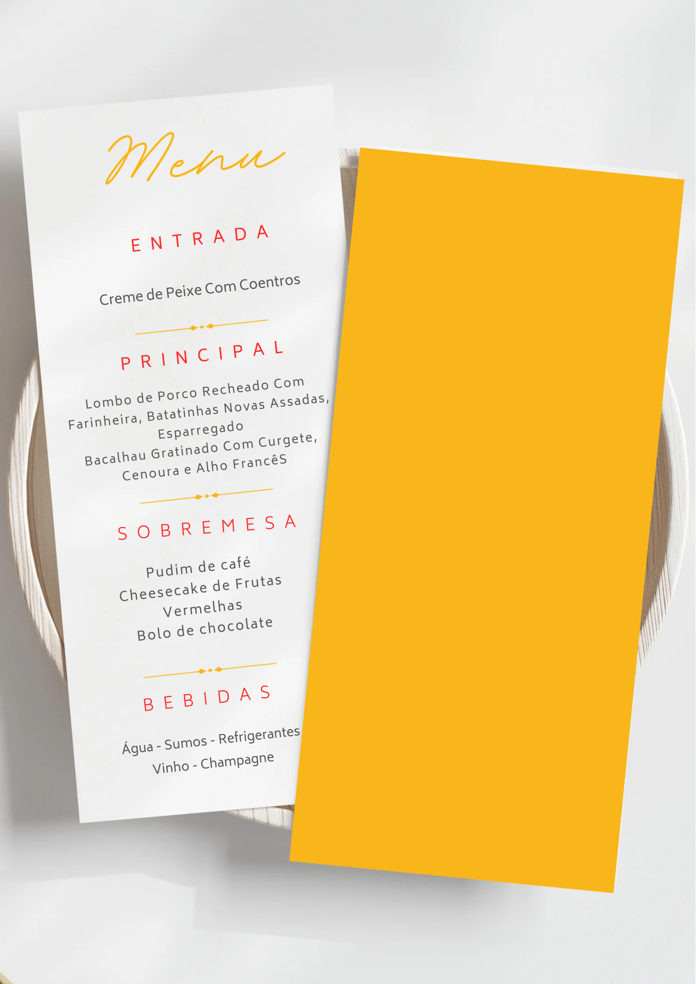 Menu - Tema Losangos Amarelos