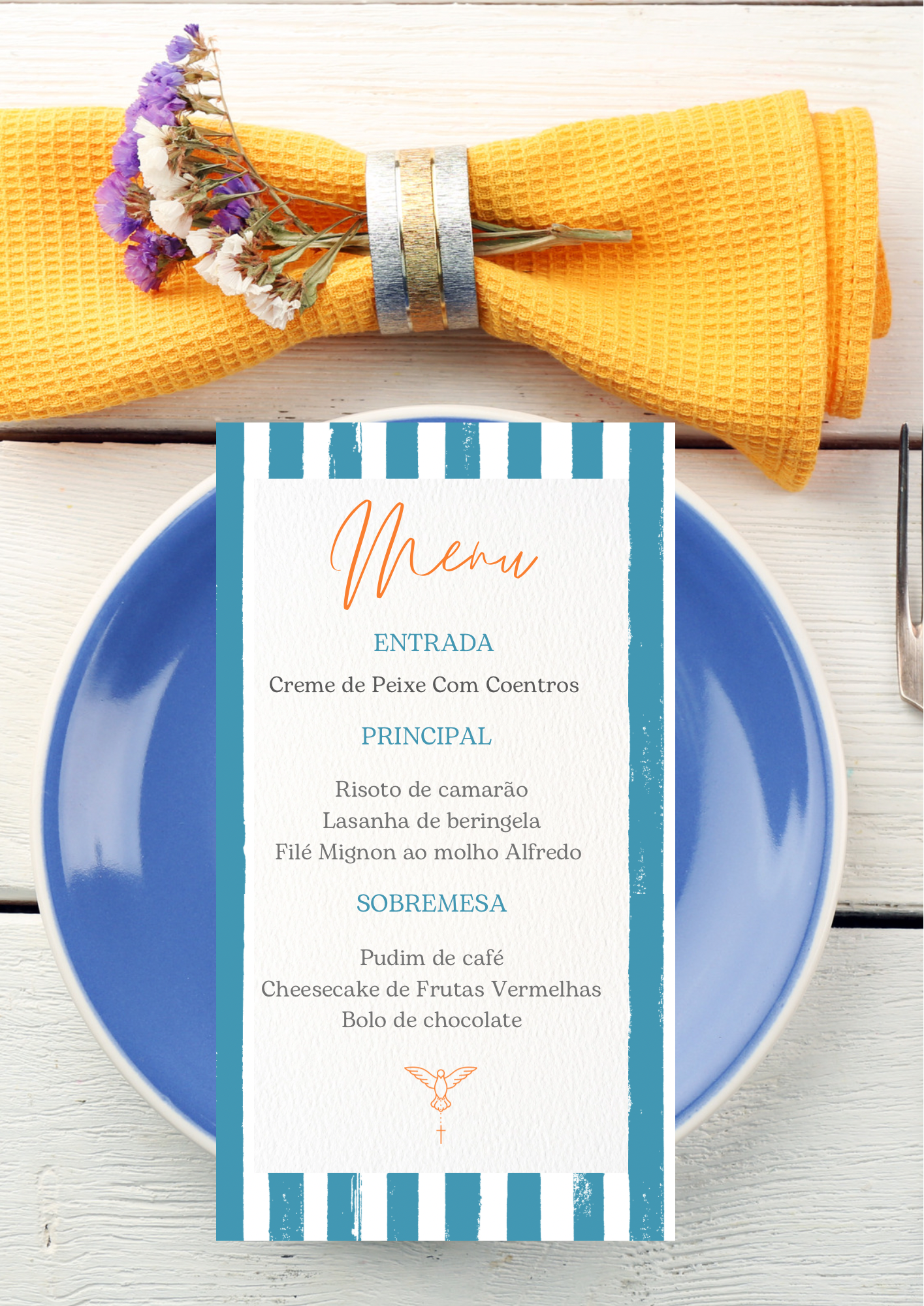 Menu - Tema Riscas Brancas