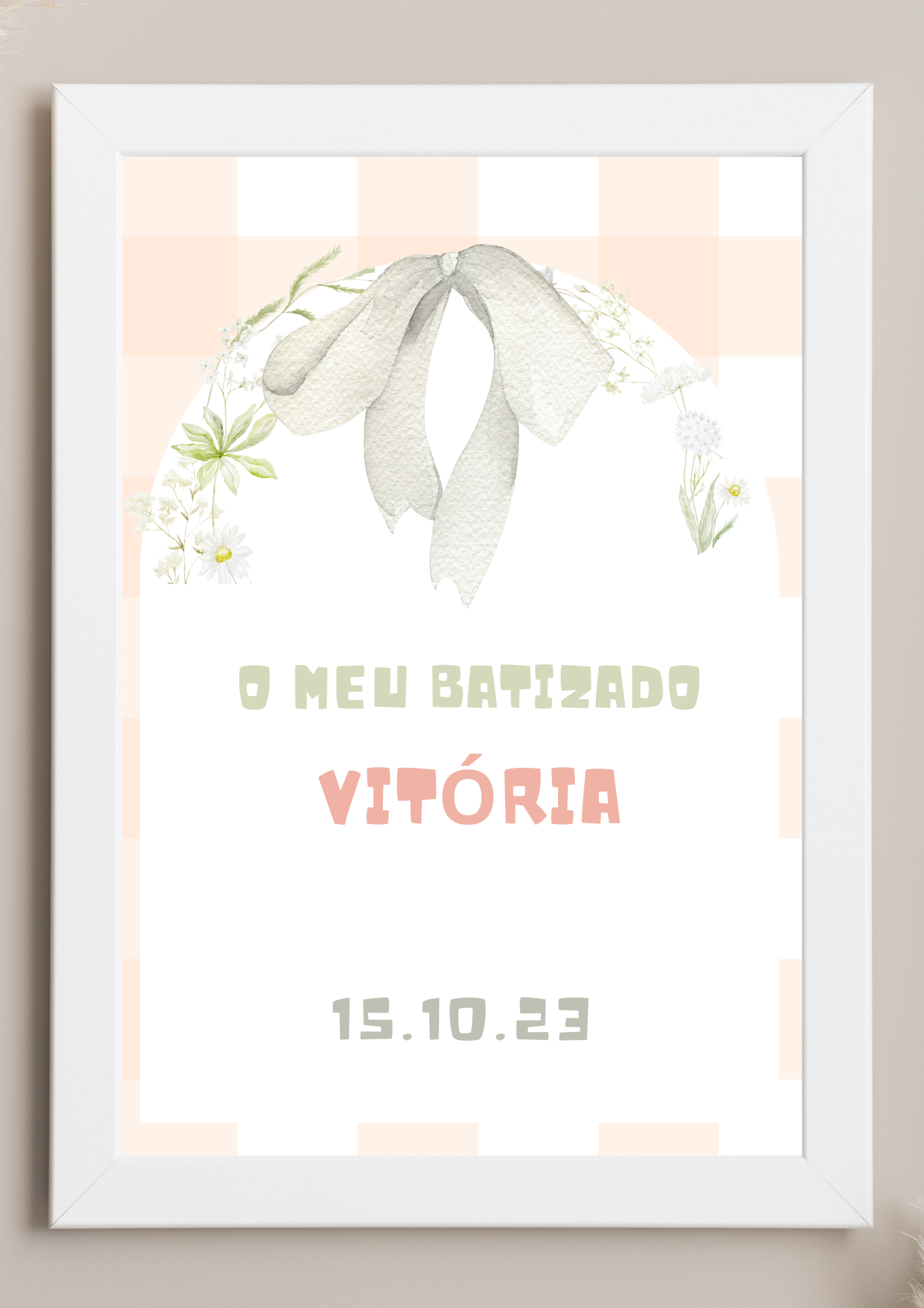 Poster de Mesa de Bolo - Tema Laço Branco