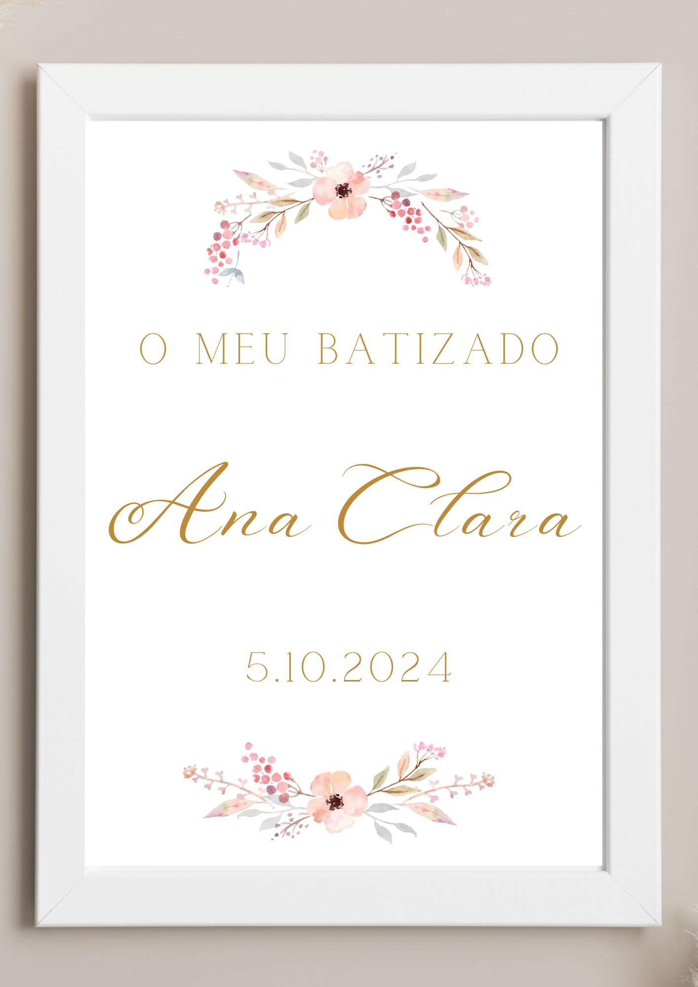 Poster de Mesa de Bolo - Tema Papoula Dourada