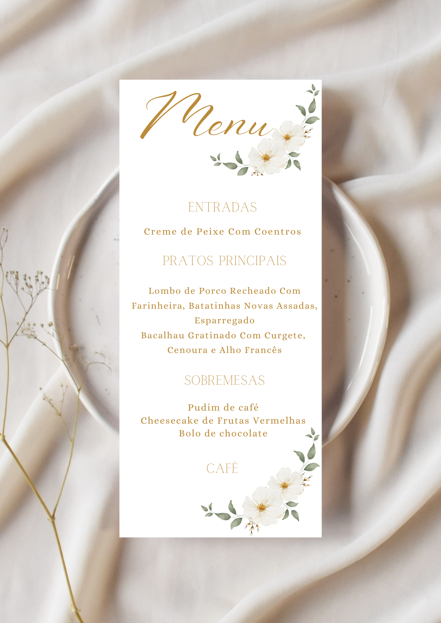 Menu - Tema Plumerias