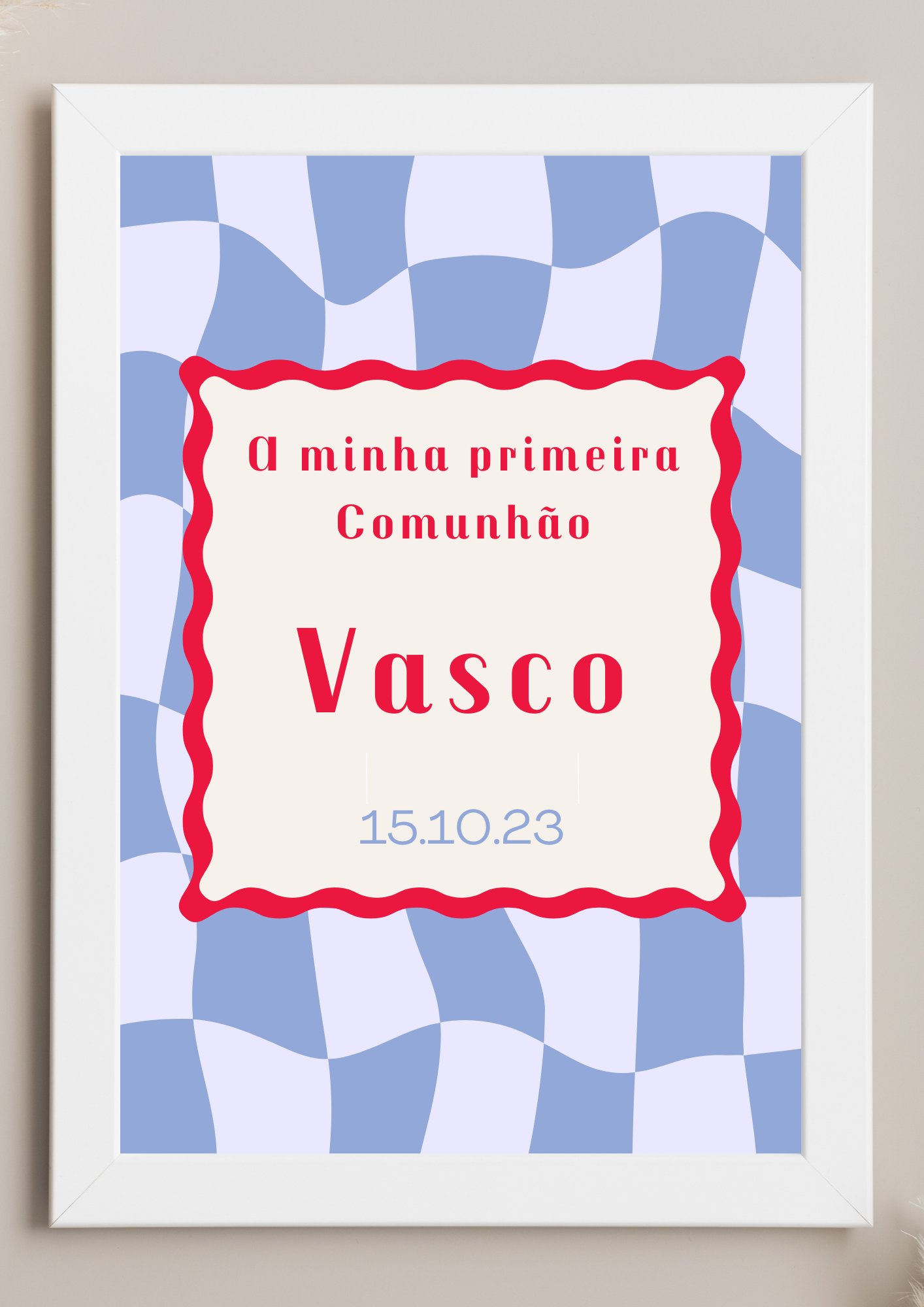 Poster de Mesa de Bolo - Tema Xadrez Ondulado