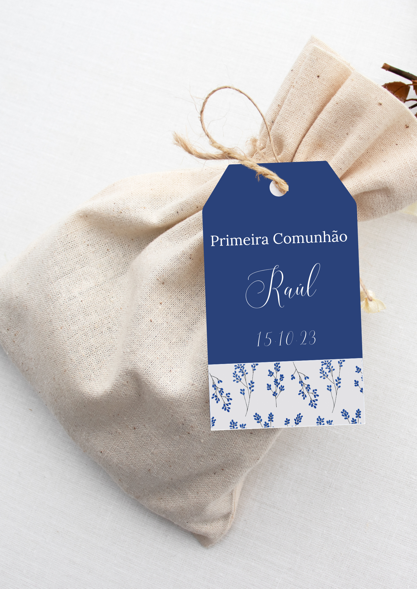 Cartão de Agradecimento - Tema Raminho Azul