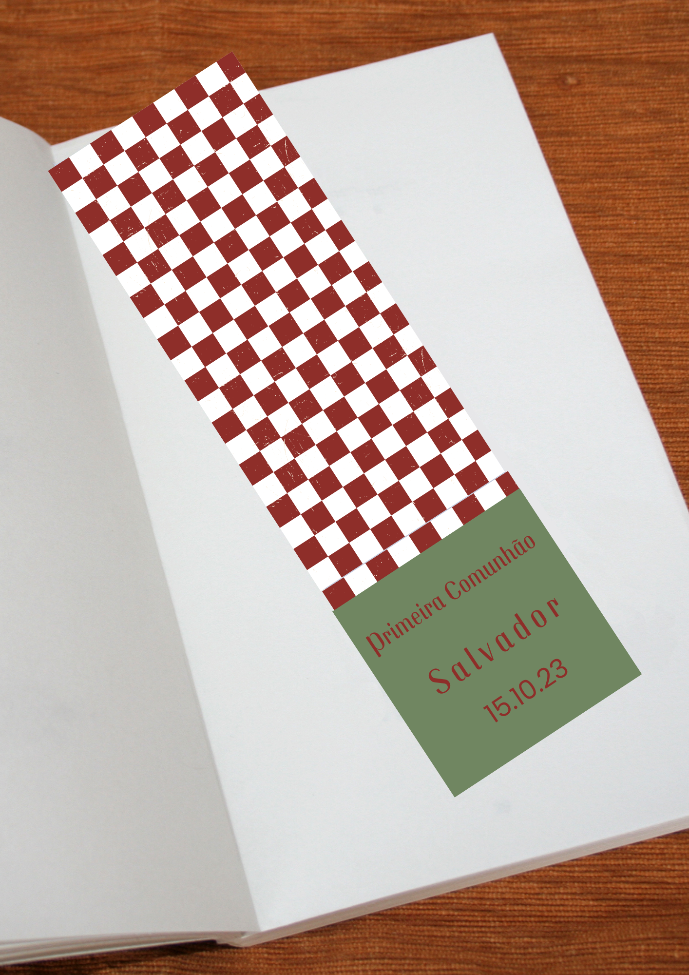 Marcador de Livro - Tema Xadrez Vermelho