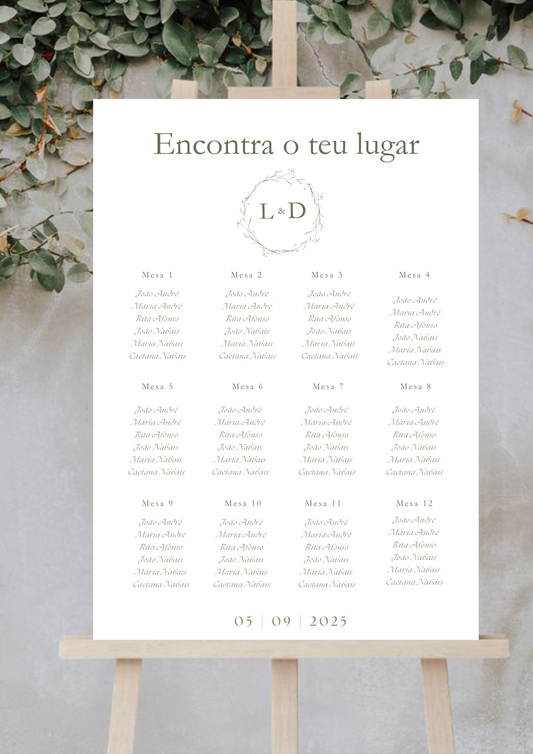 Placa de Lugares - Tema Coroa Verde