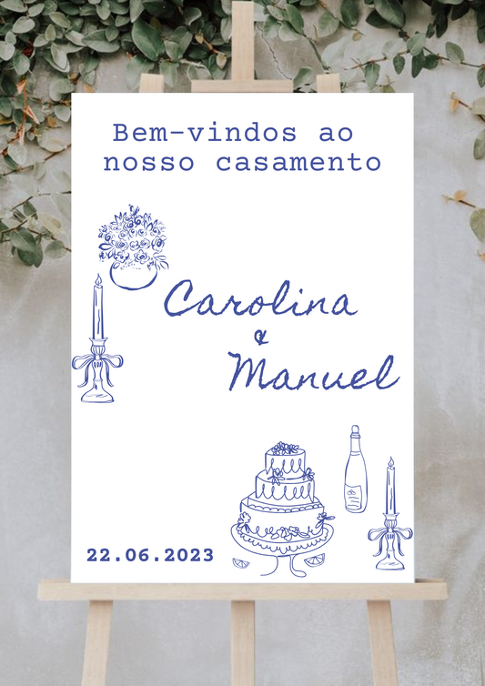 Placa de Boas Vindas - Tema Laço Azul