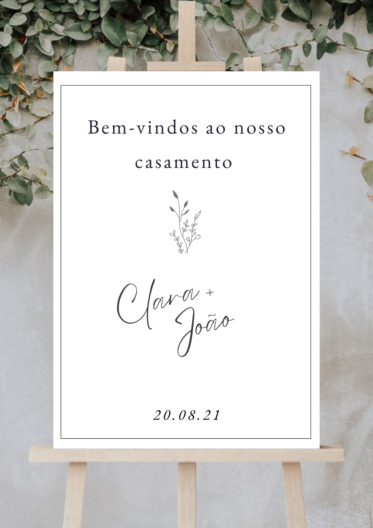 Placa de Boas Vindas - Tema Preto e Branco