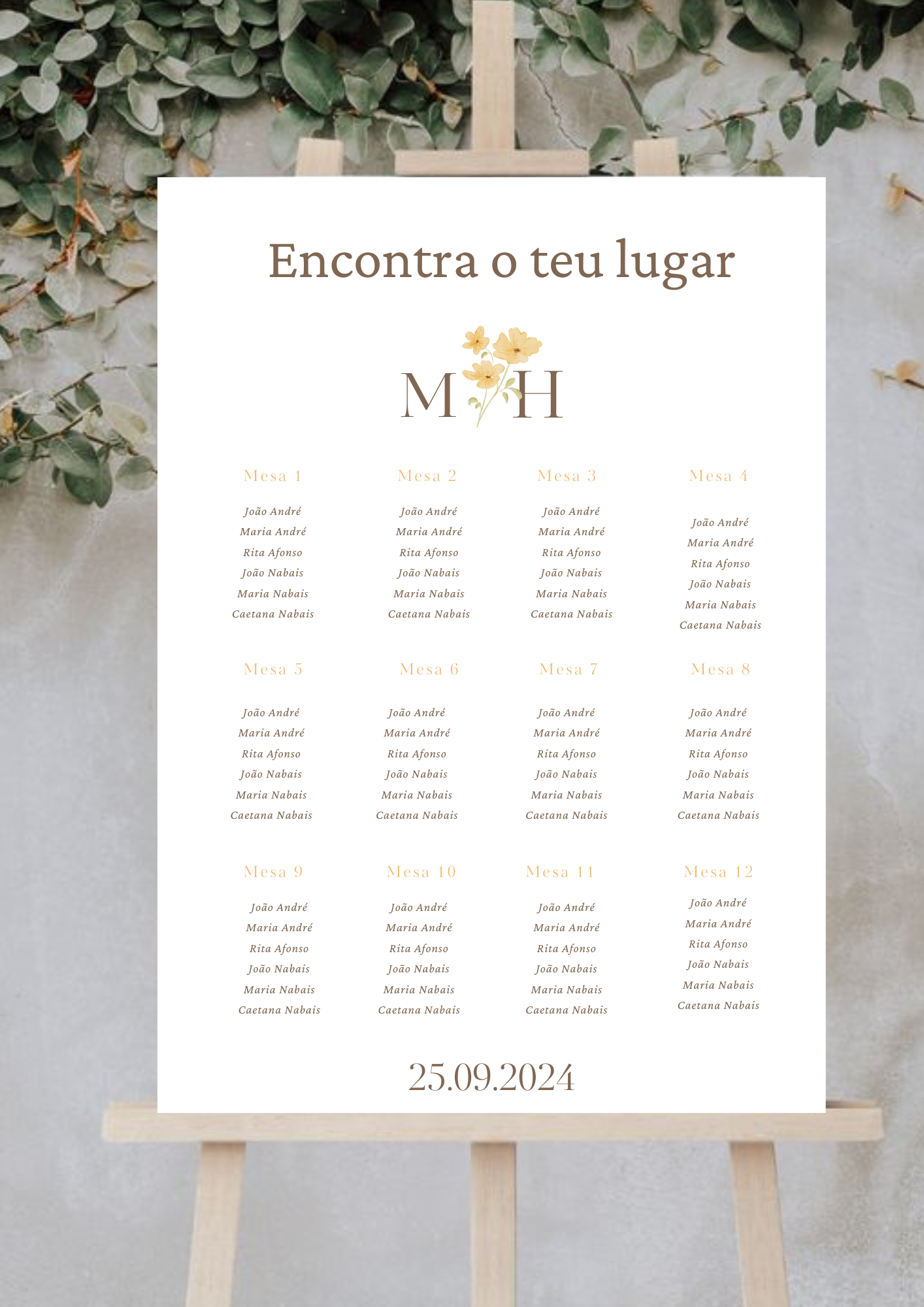 Placa de Lugares - Tema Ramo Amarelo