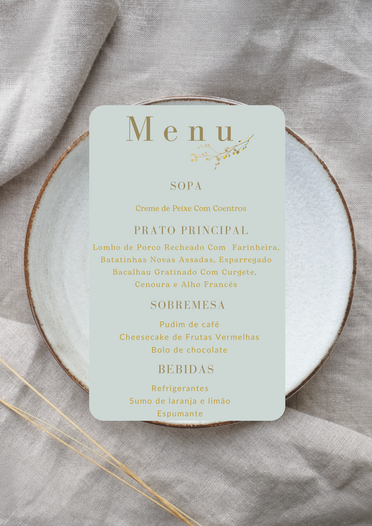 Menu - Tema Pomba Dourada