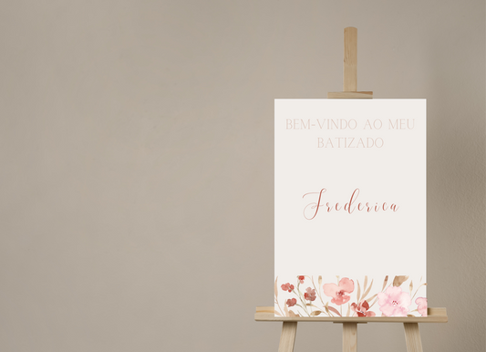 Placa de Boas Vindas - Tema Flores