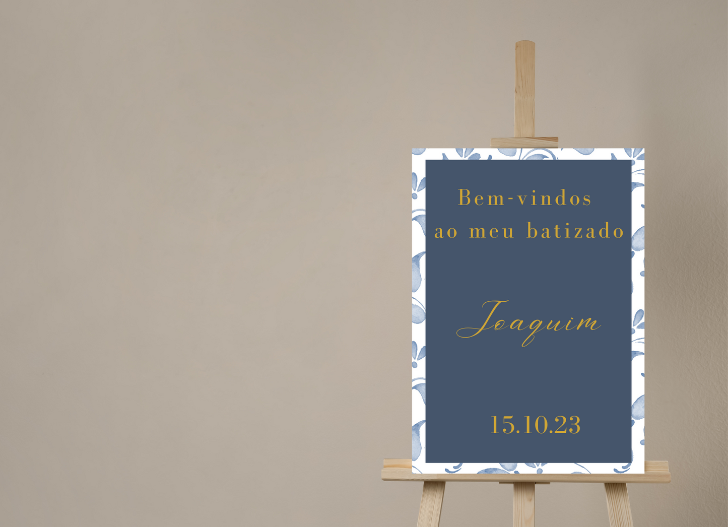 Placa de Boas Vindas - Tema Folhas Azuis