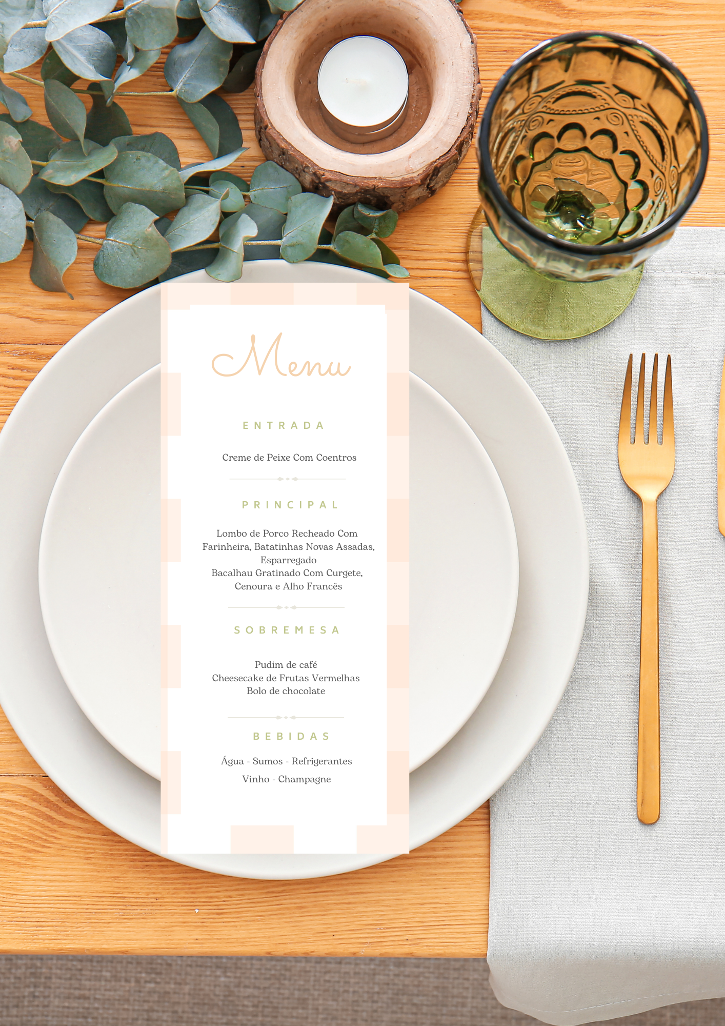 Menu - Tema Laço Branco