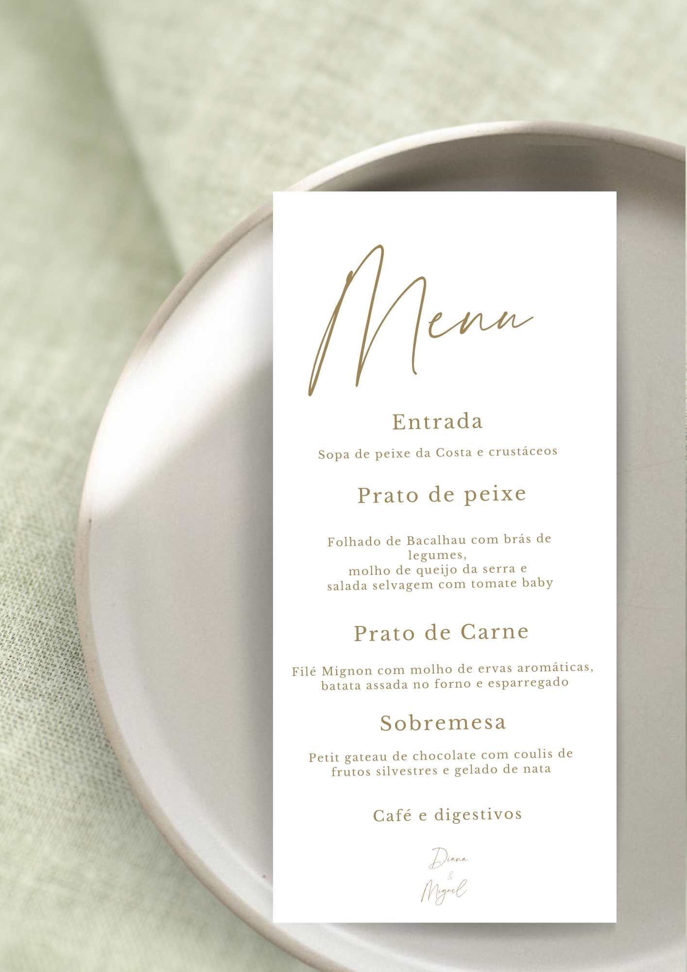 Menu - Tema Ouro