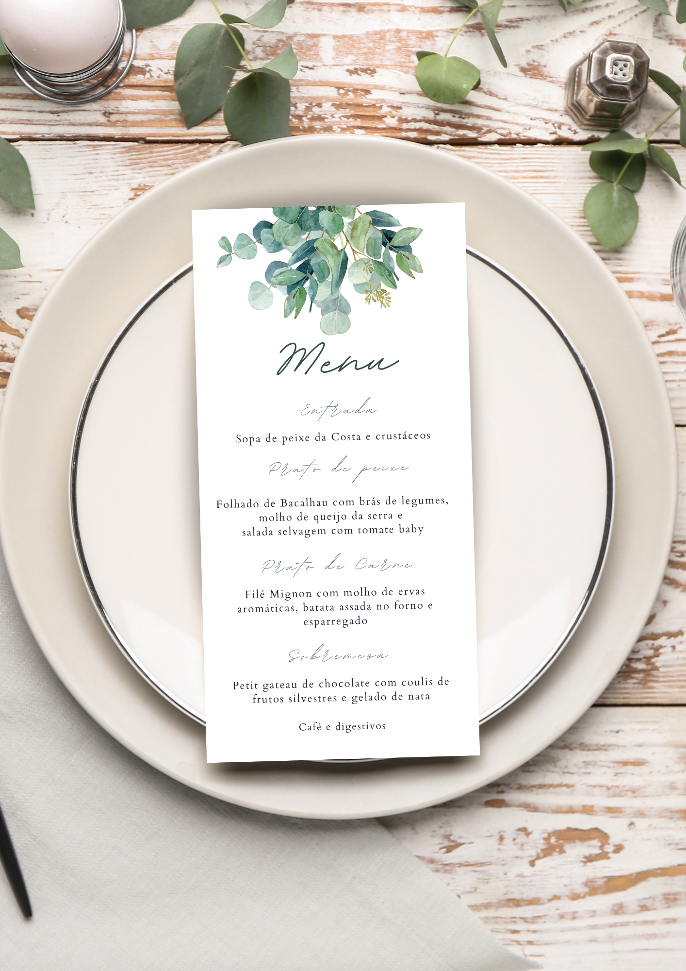 Menu - Tema Ramo de Corações