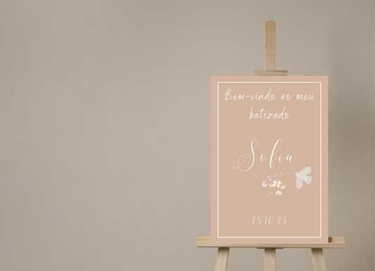 Placa de Boas Vindas - Tema Raminho Bege