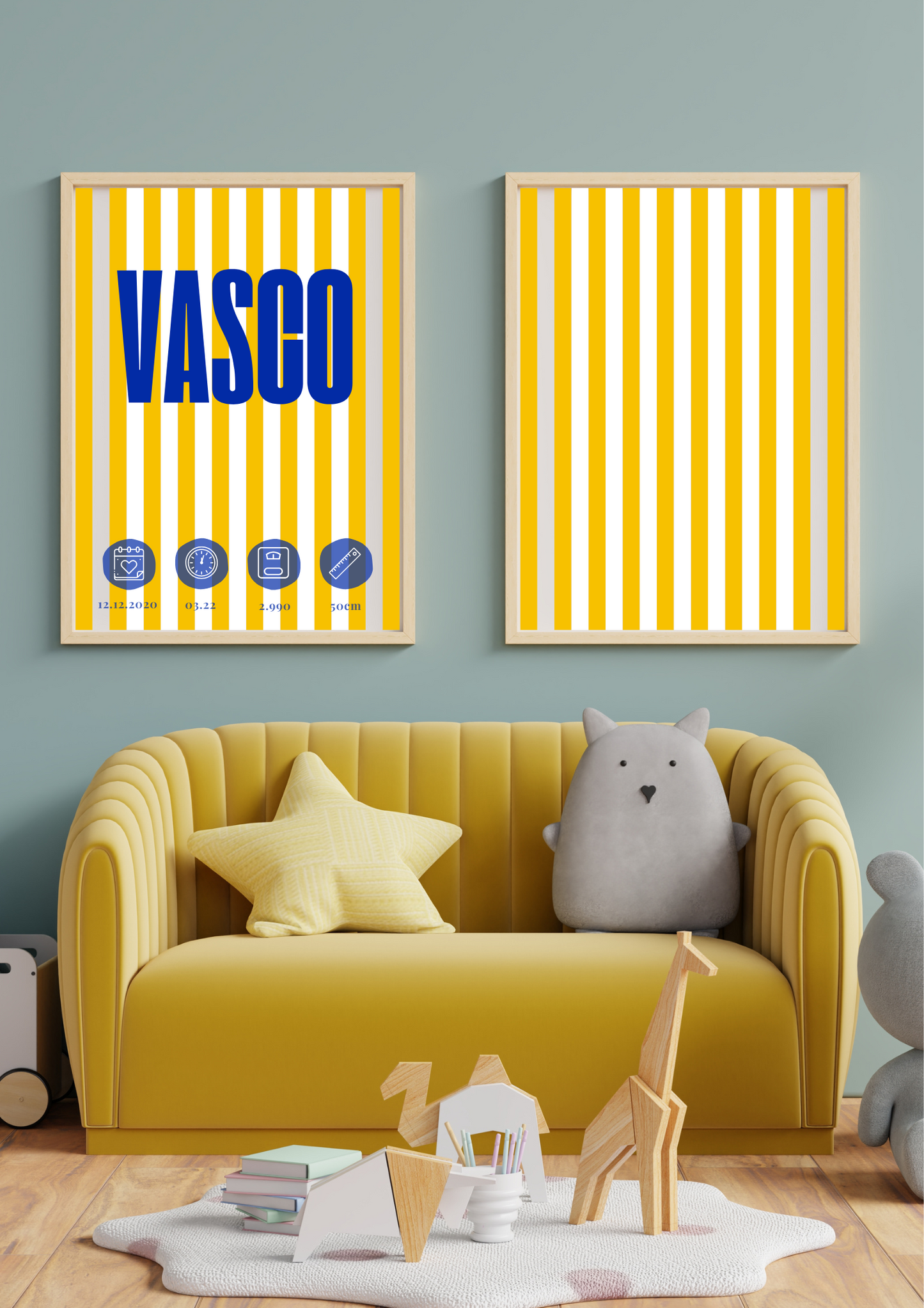 Quadro de Nascimento - Tema Riscas Amarelas
