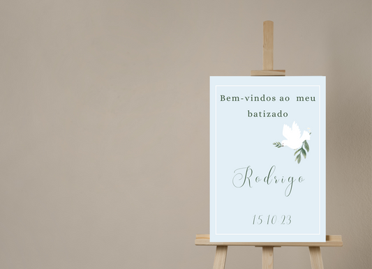 Placa de Boas Vindas - Tema Pomba Azul