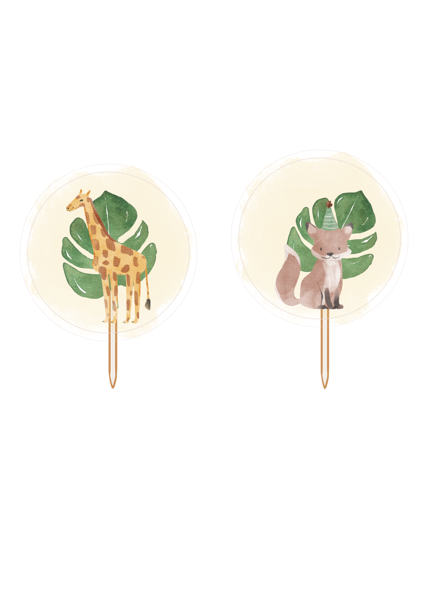 Topper de Cupcakes - Tema Selva