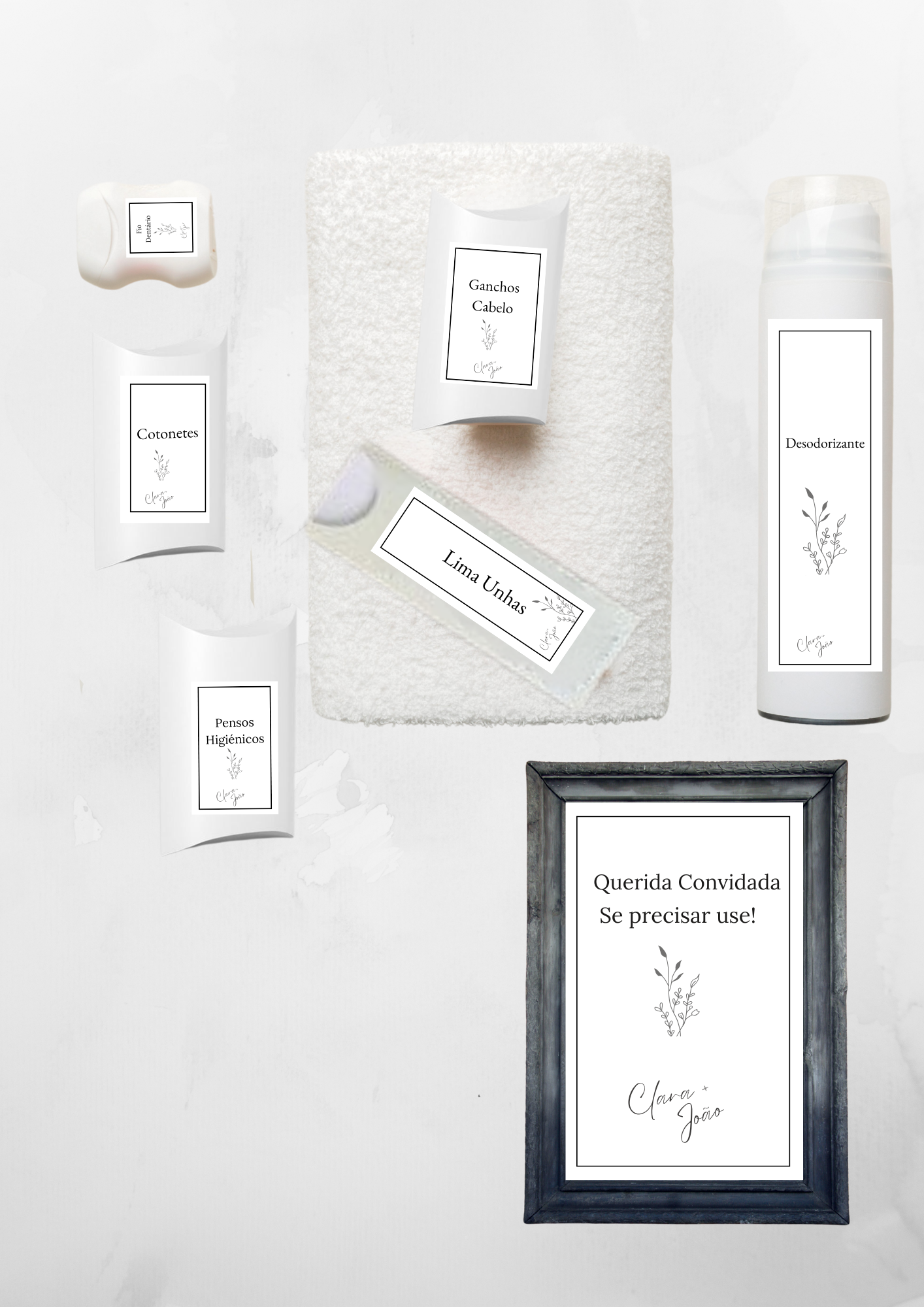 Kit Toilette - Tema Preto e Branco