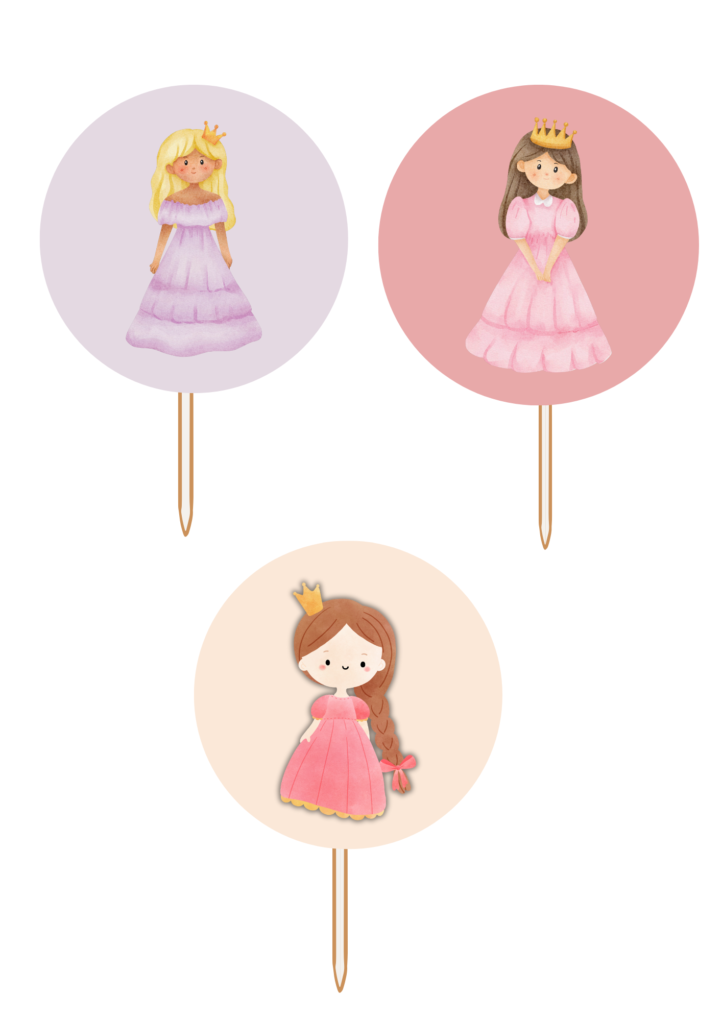 Topper de Cupcakes - Tema Princesas
